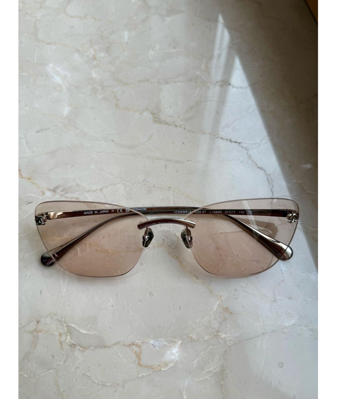 CHANEL Серебряные металлические солнцезащитные очки, фото 5