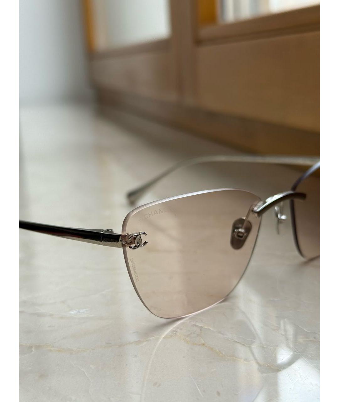 CHANEL Серебряные металлические солнцезащитные очки, фото 3