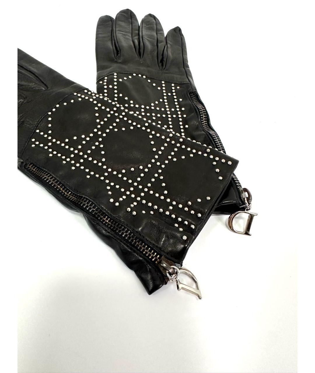 CHRISTIAN DIOR Черные кожаные перчатки, фото 6