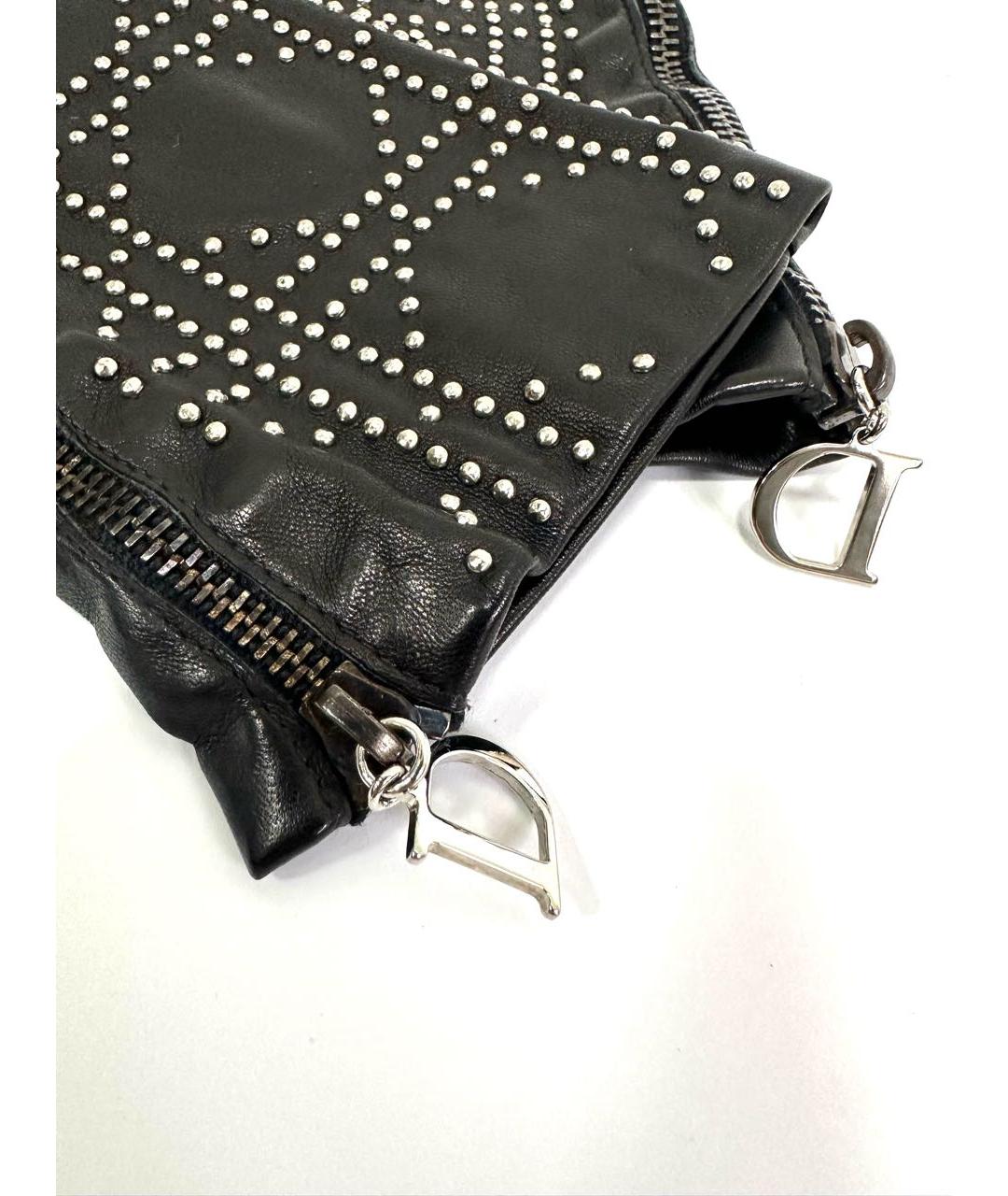 CHRISTIAN DIOR Черные кожаные перчатки, фото 4