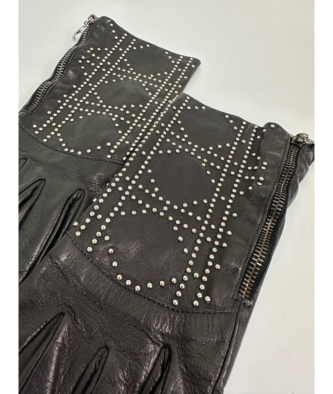 CHRISTIAN DIOR Черные кожаные перчатки, фото 5