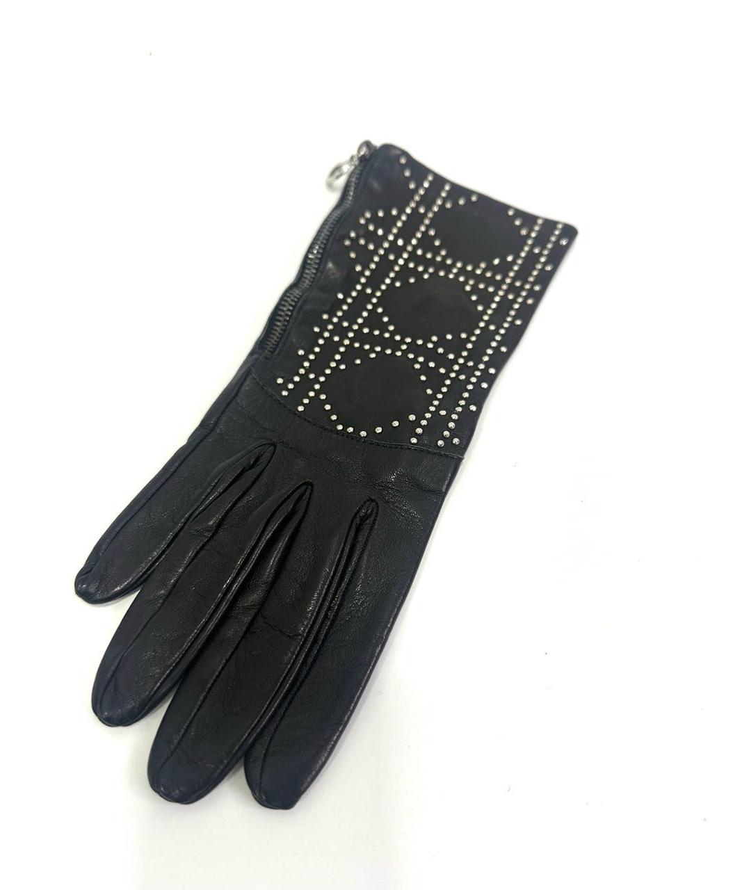 CHRISTIAN DIOR Черные кожаные перчатки, фото 8
