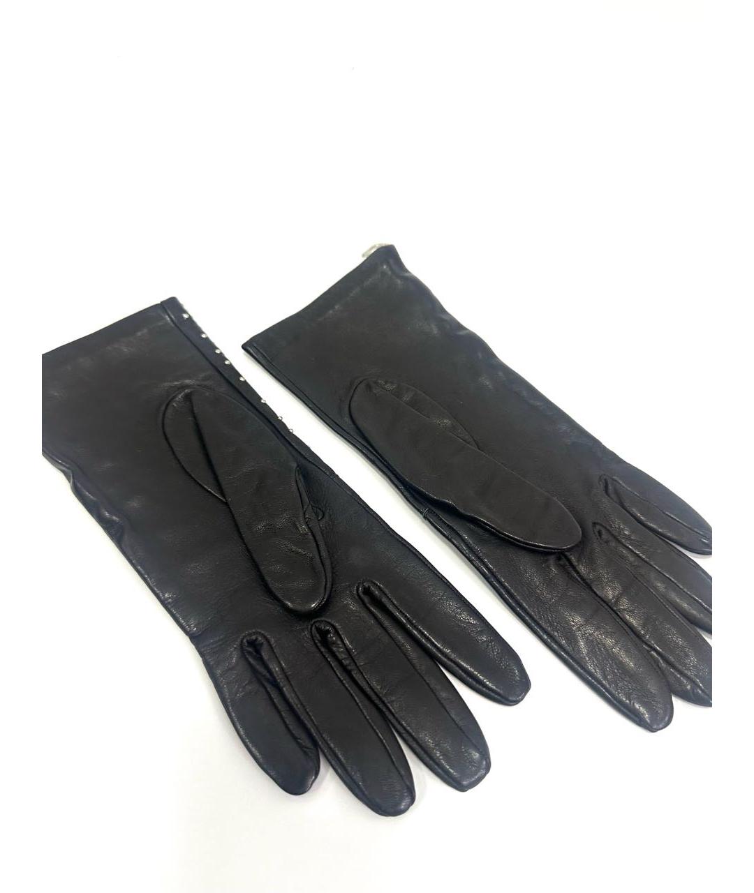 CHRISTIAN DIOR Черные кожаные перчатки, фото 2