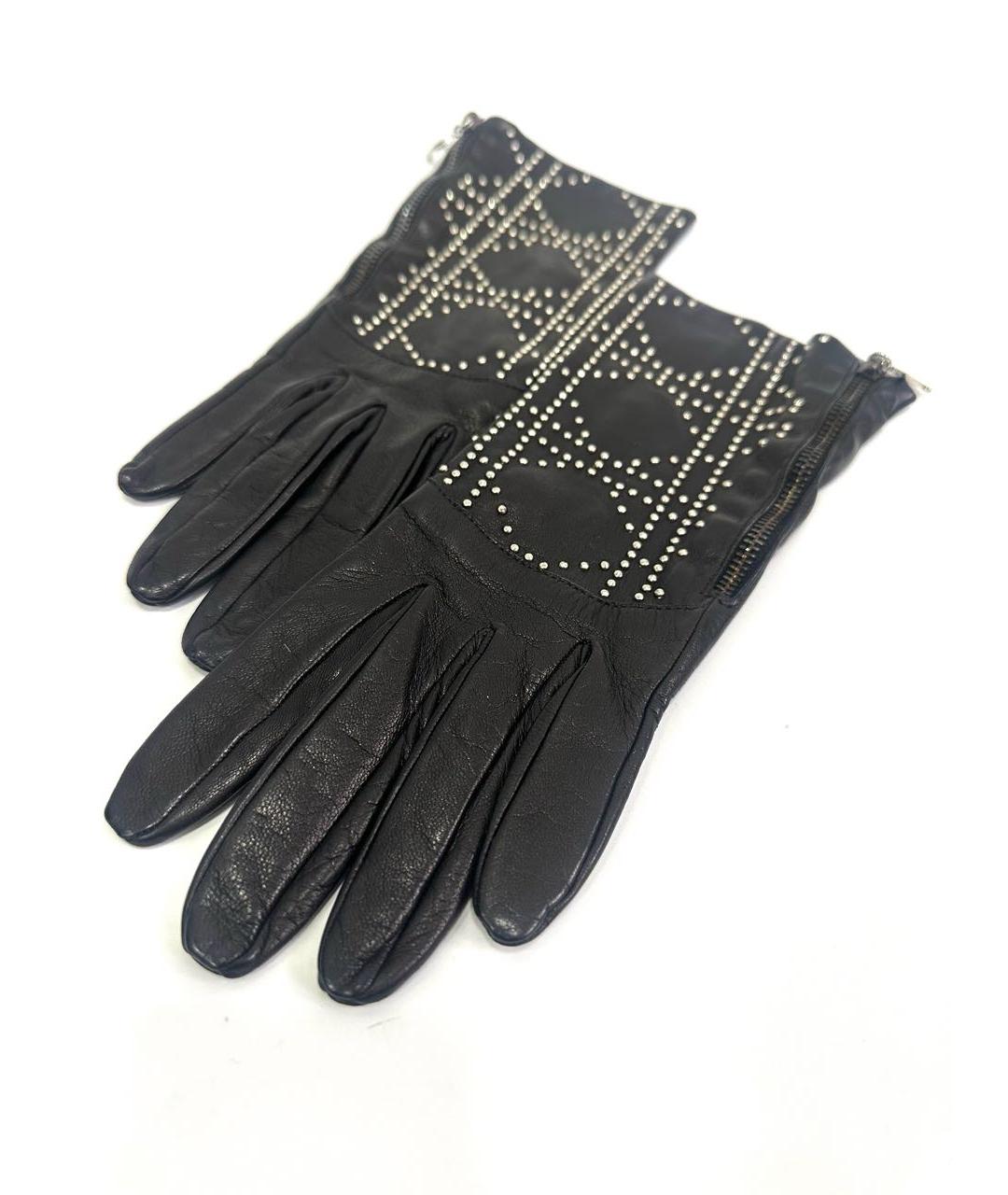 CHRISTIAN DIOR Черные кожаные перчатки, фото 7