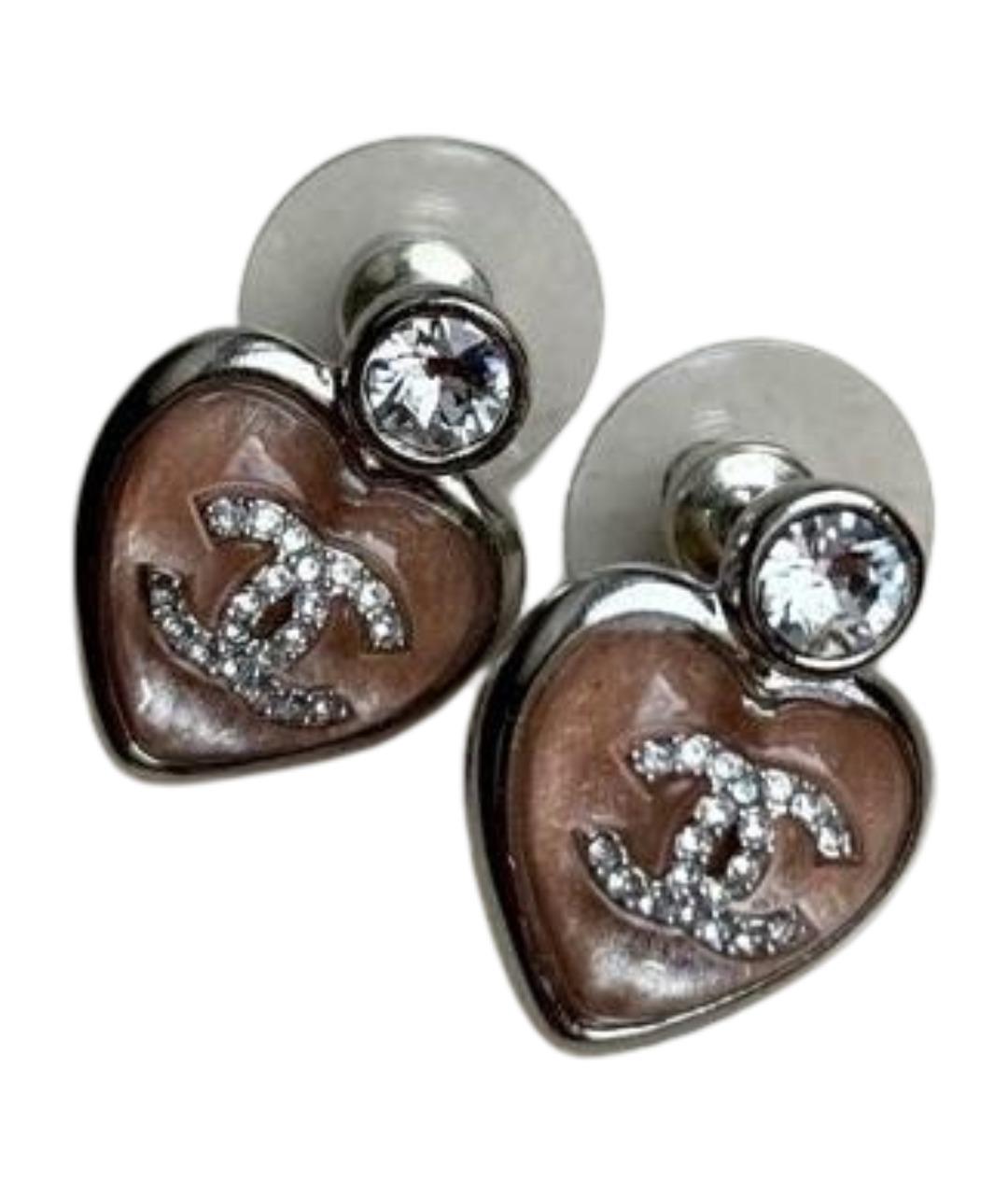 CHANEL Розовые металлические серьги, фото 1