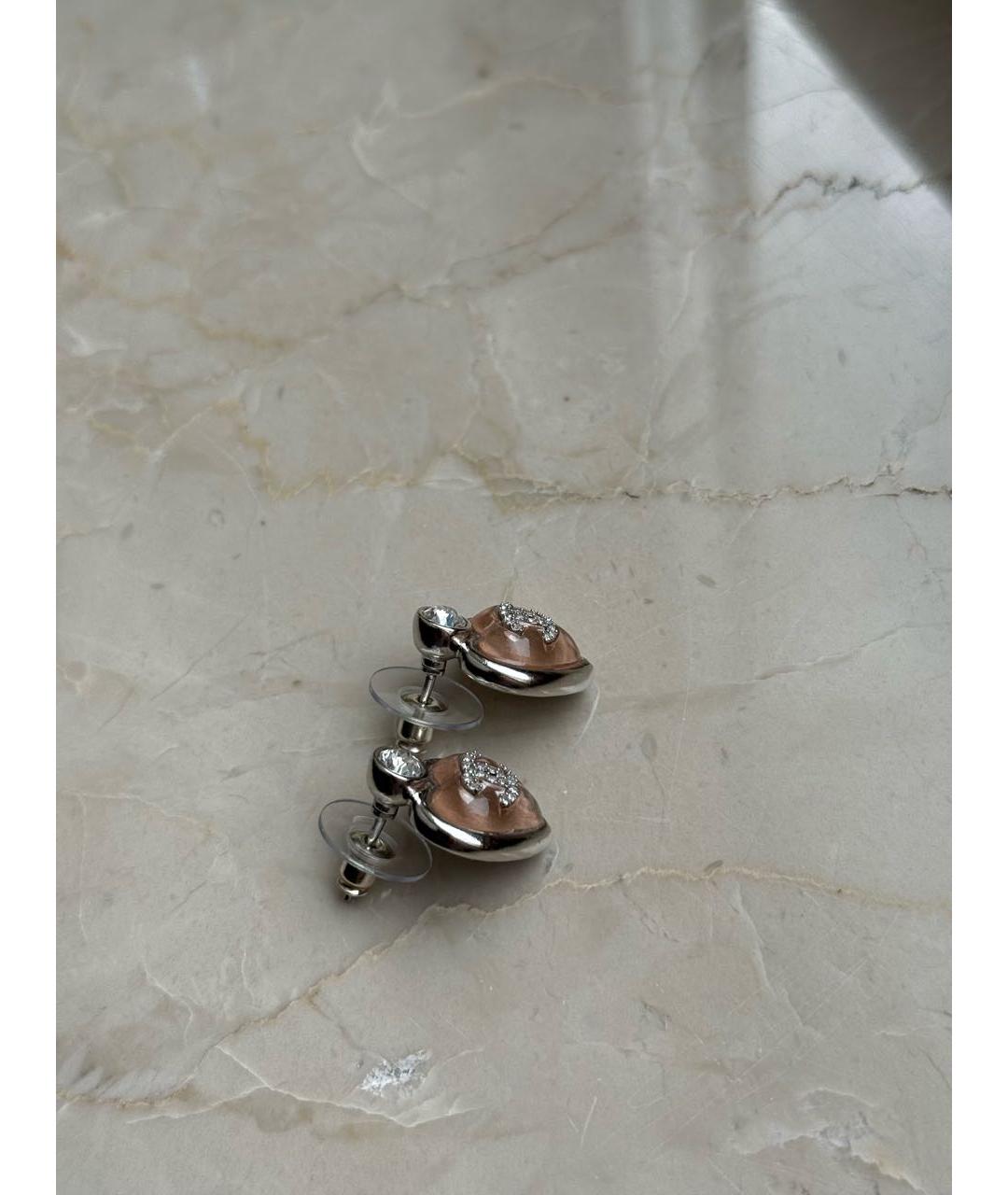 CHANEL Розовые металлические серьги, фото 3