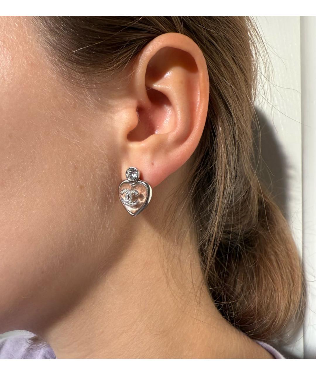 CHANEL Розовые металлические серьги, фото 4