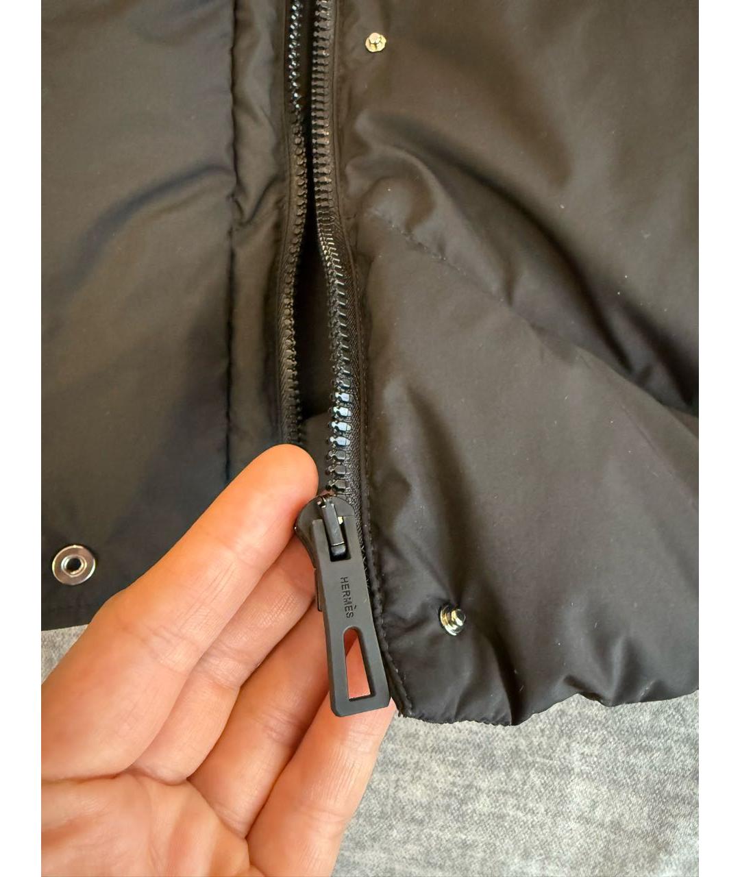 HERMES Антрацитовый полиэстеровый пуховик, фото 6