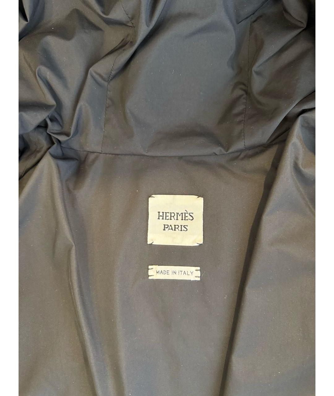 HERMES Антрацитовый полиэстеровый пуховик, фото 5
