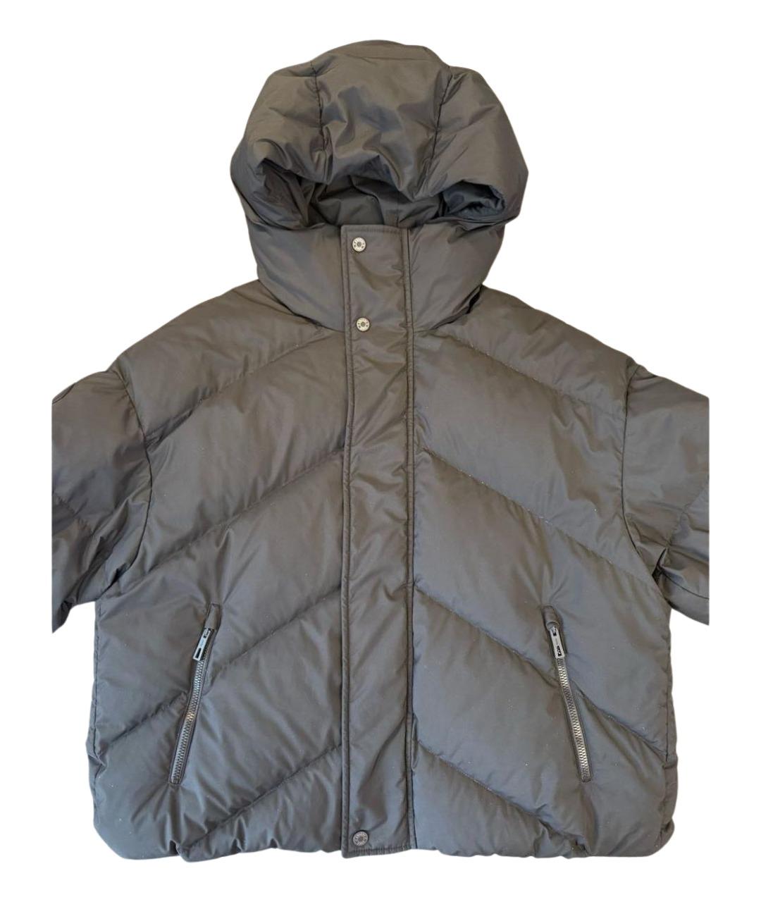 HERMES Антрацитовый полиэстеровый пуховик, фото 1