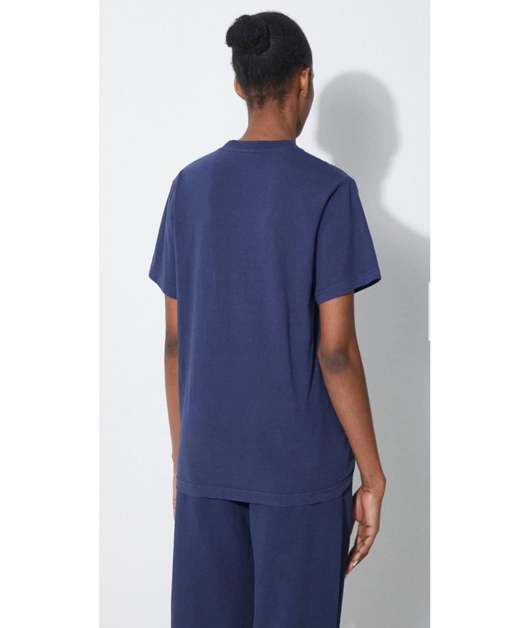 SPORTY AND RICH Темно-синяя хлопковая футболка, фото 8