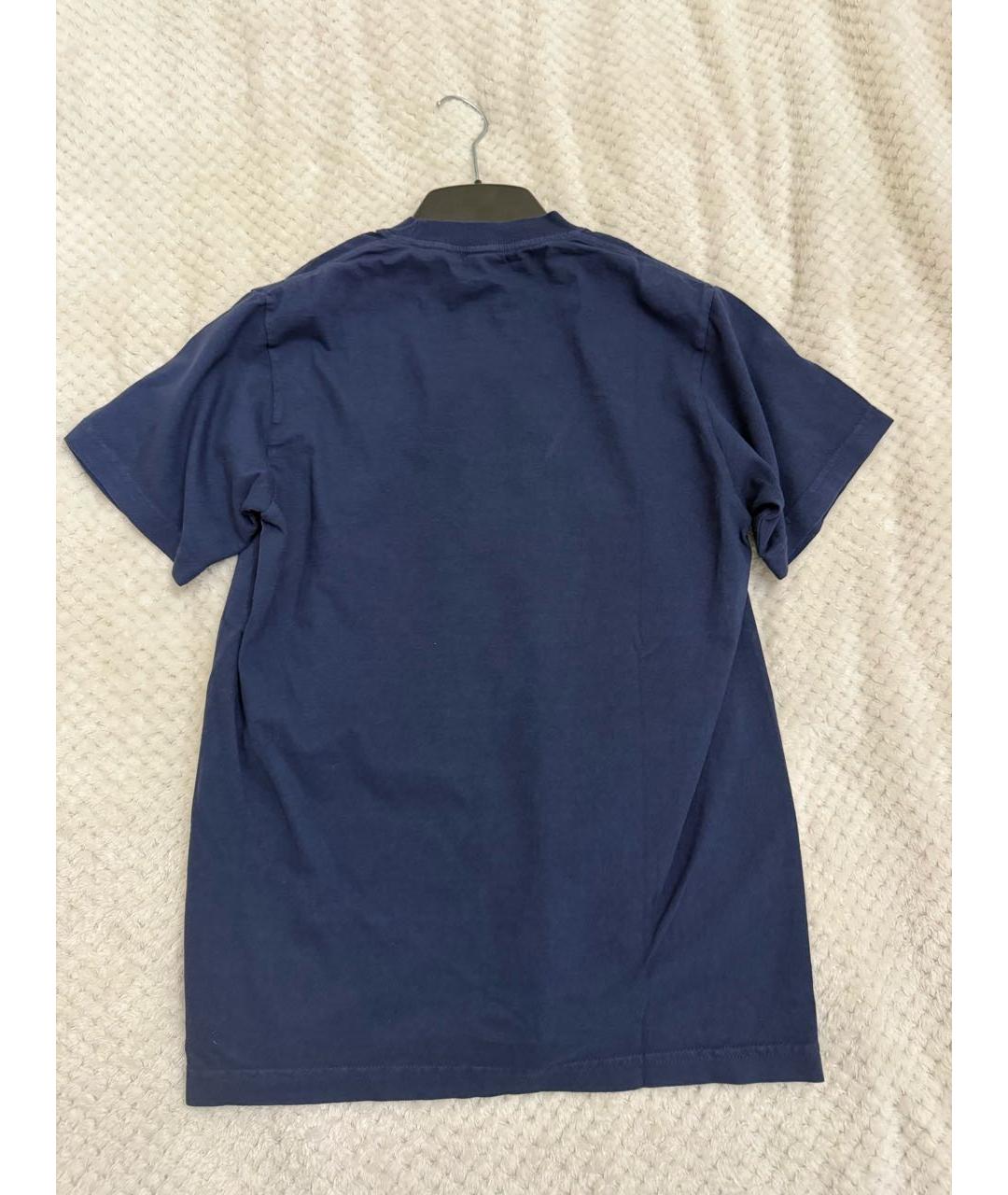 SPORTY AND RICH Темно-синяя хлопковая футболка, фото 5
