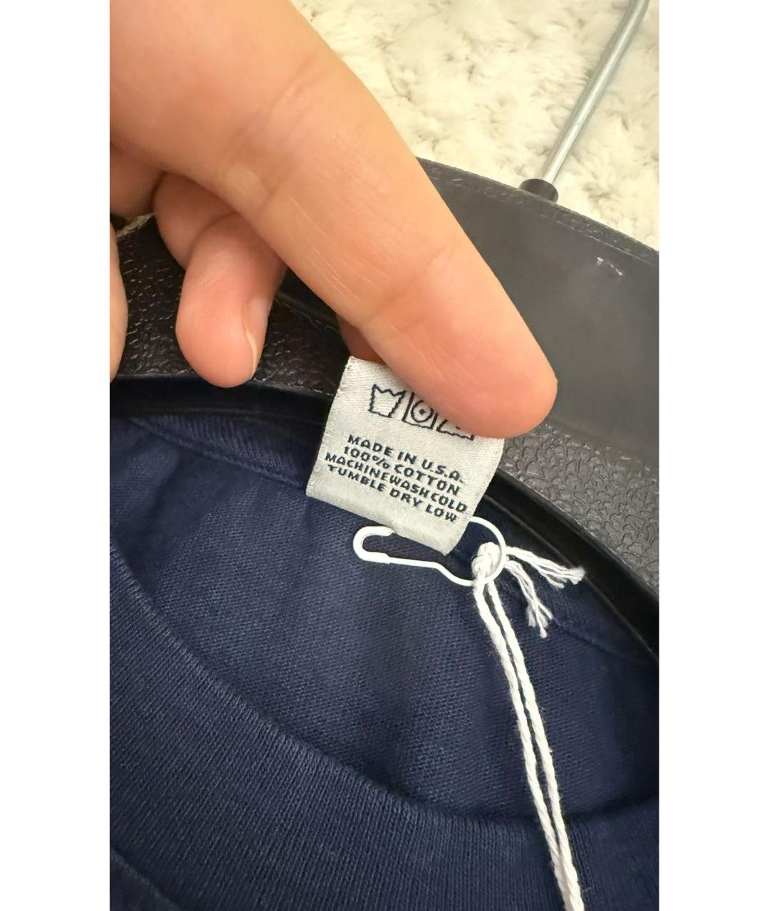 SPORTY AND RICH Темно-синяя хлопковая футболка, фото 4