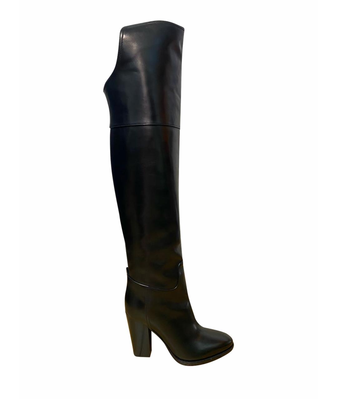 RALPH LAUREN COLLECTION Черные кожаные ботфорты, фото 1