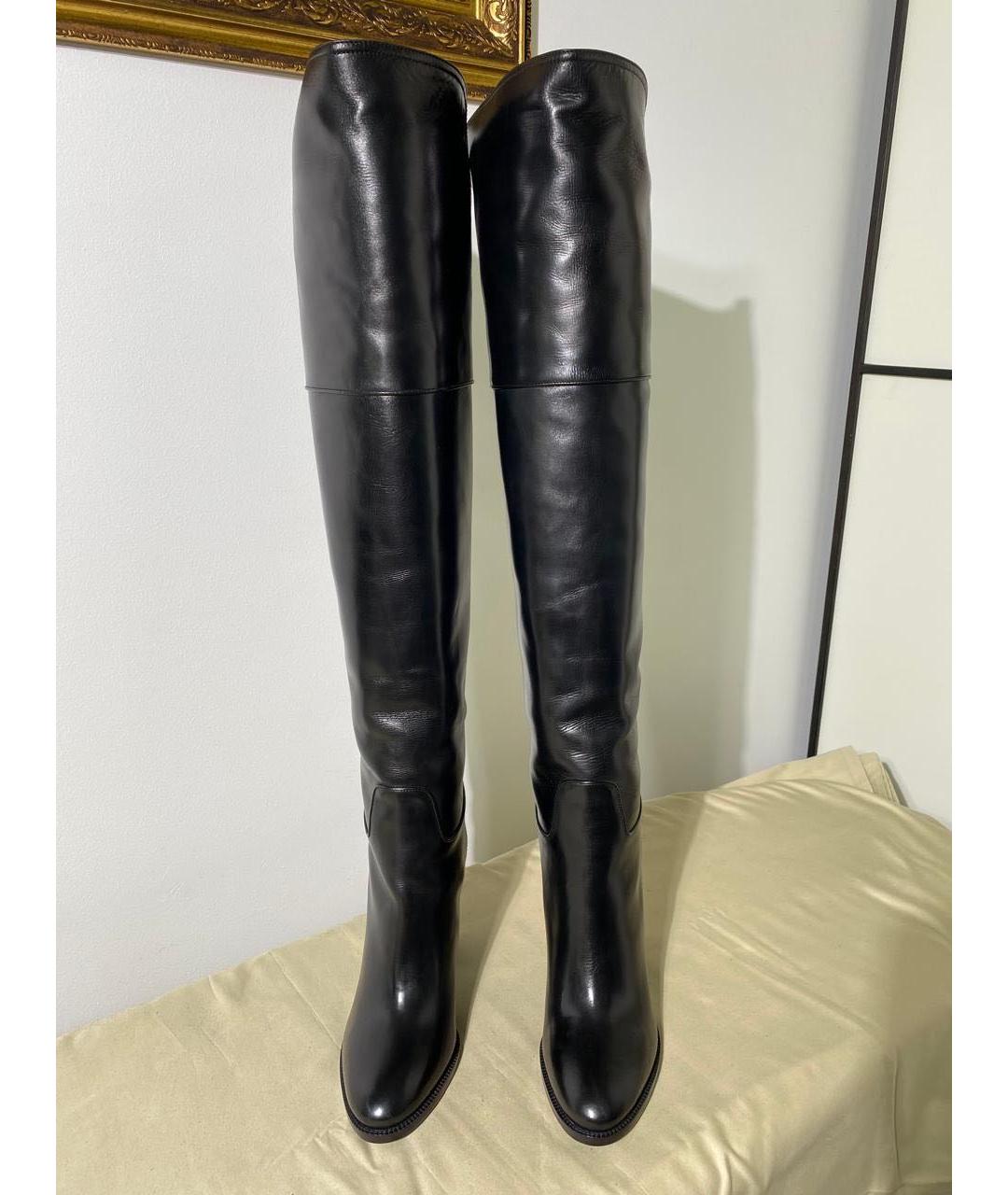 RALPH LAUREN COLLECTION Черные кожаные ботфорты, фото 2