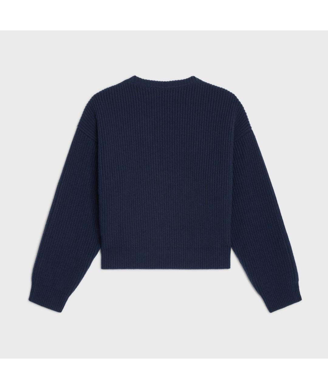 CELINE Темно-синий шерстяной джемпер / свитер, фото 7