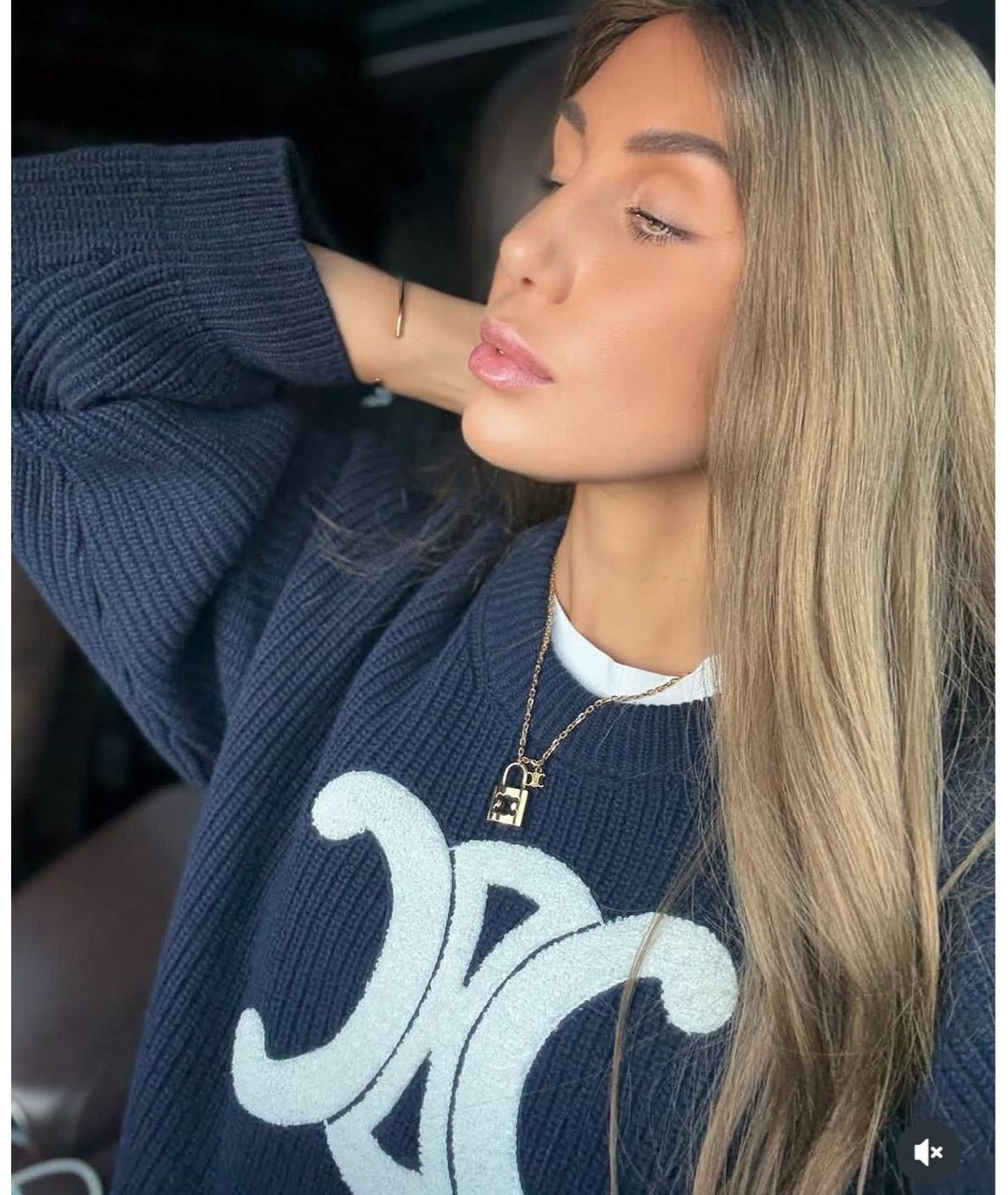 CELINE Темно-синий шерстяной джемпер / свитер, фото 8