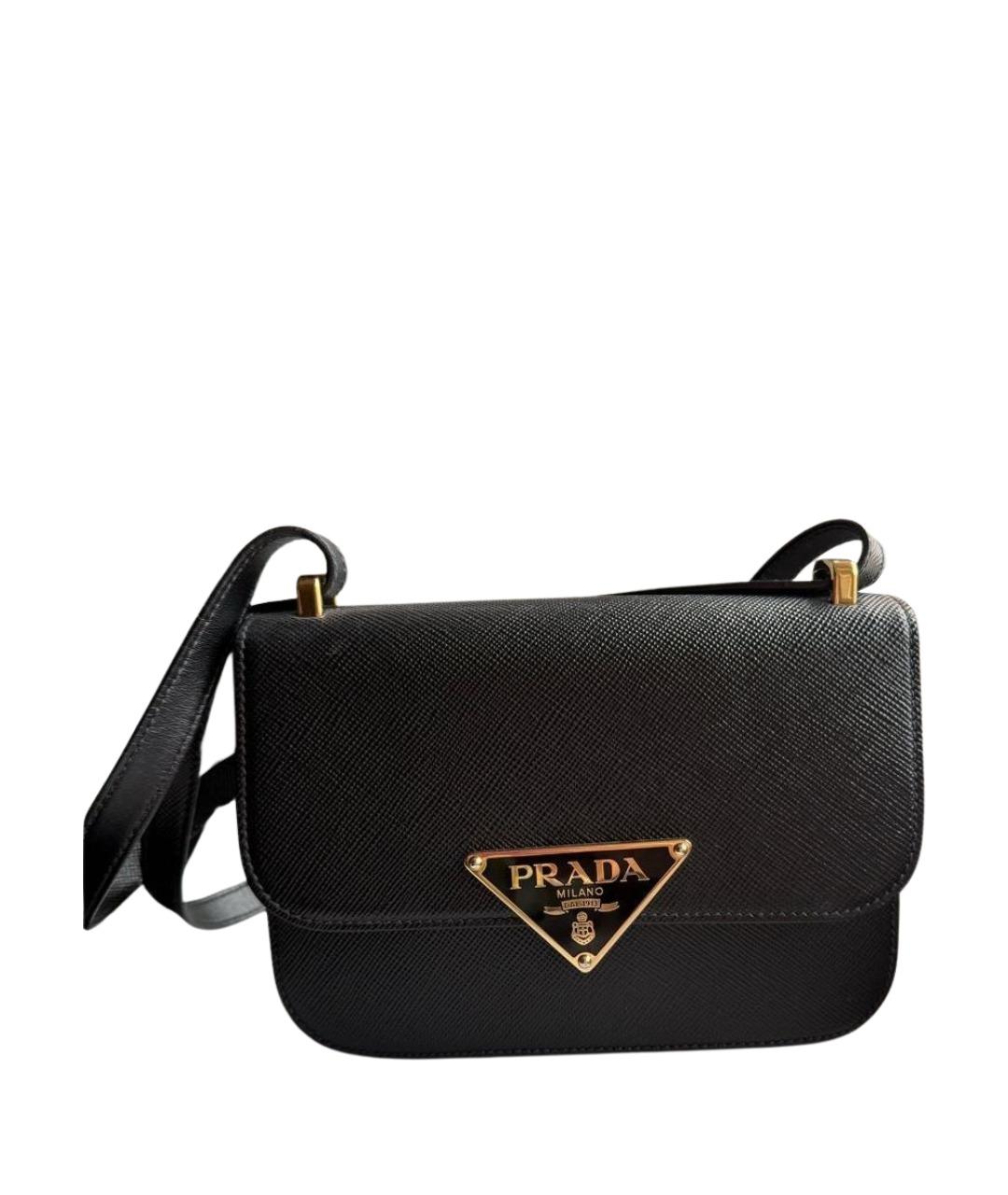 PRADA Черная кожаная сумка с короткими ручками, фото 1