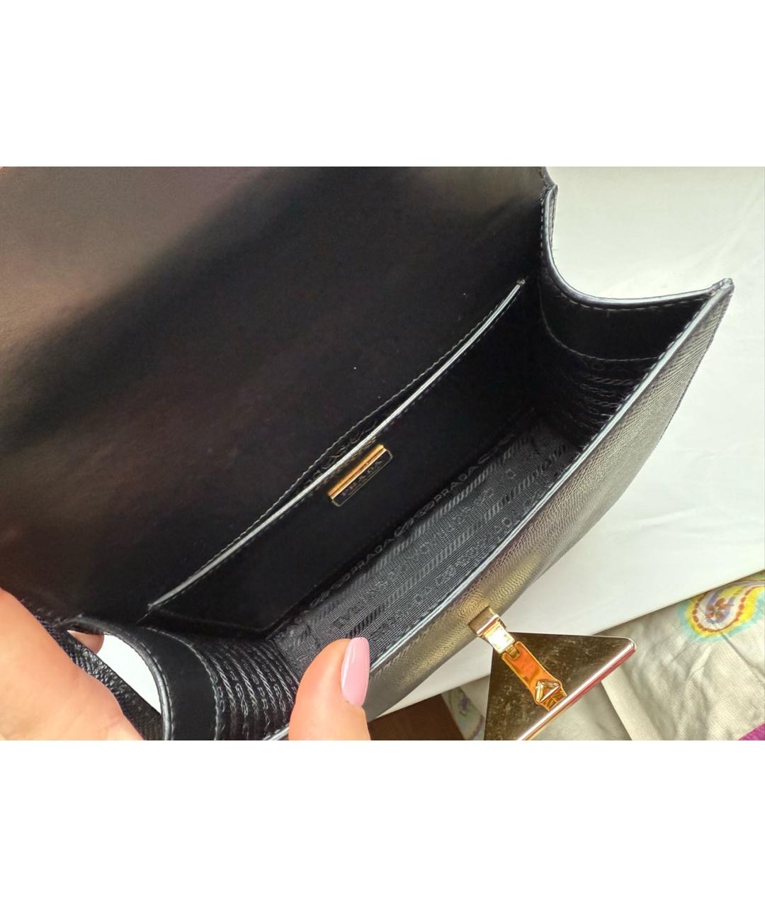 PRADA Черная кожаная сумка с короткими ручками, фото 6