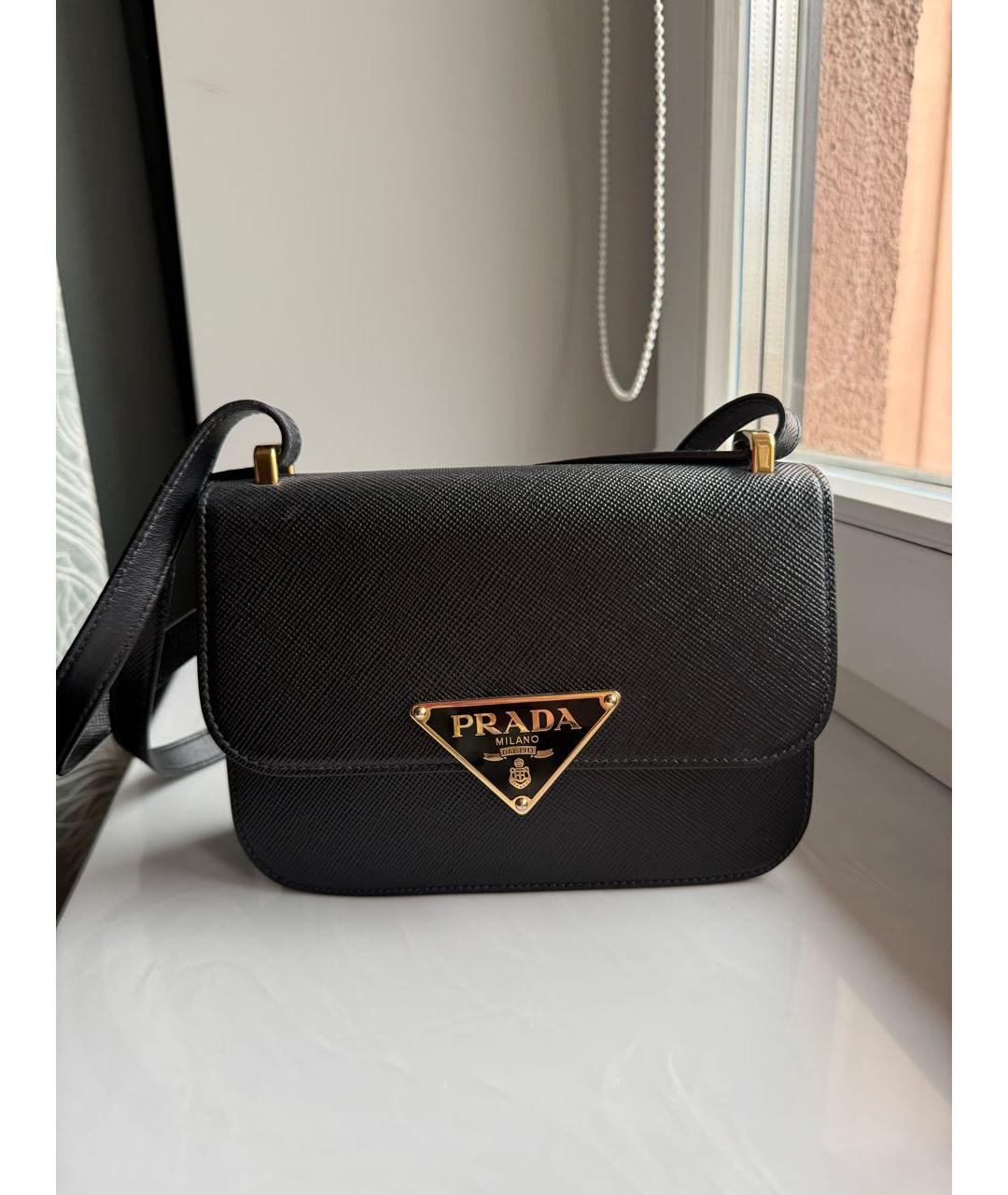 PRADA Черная кожаная сумка с короткими ручками, фото 8