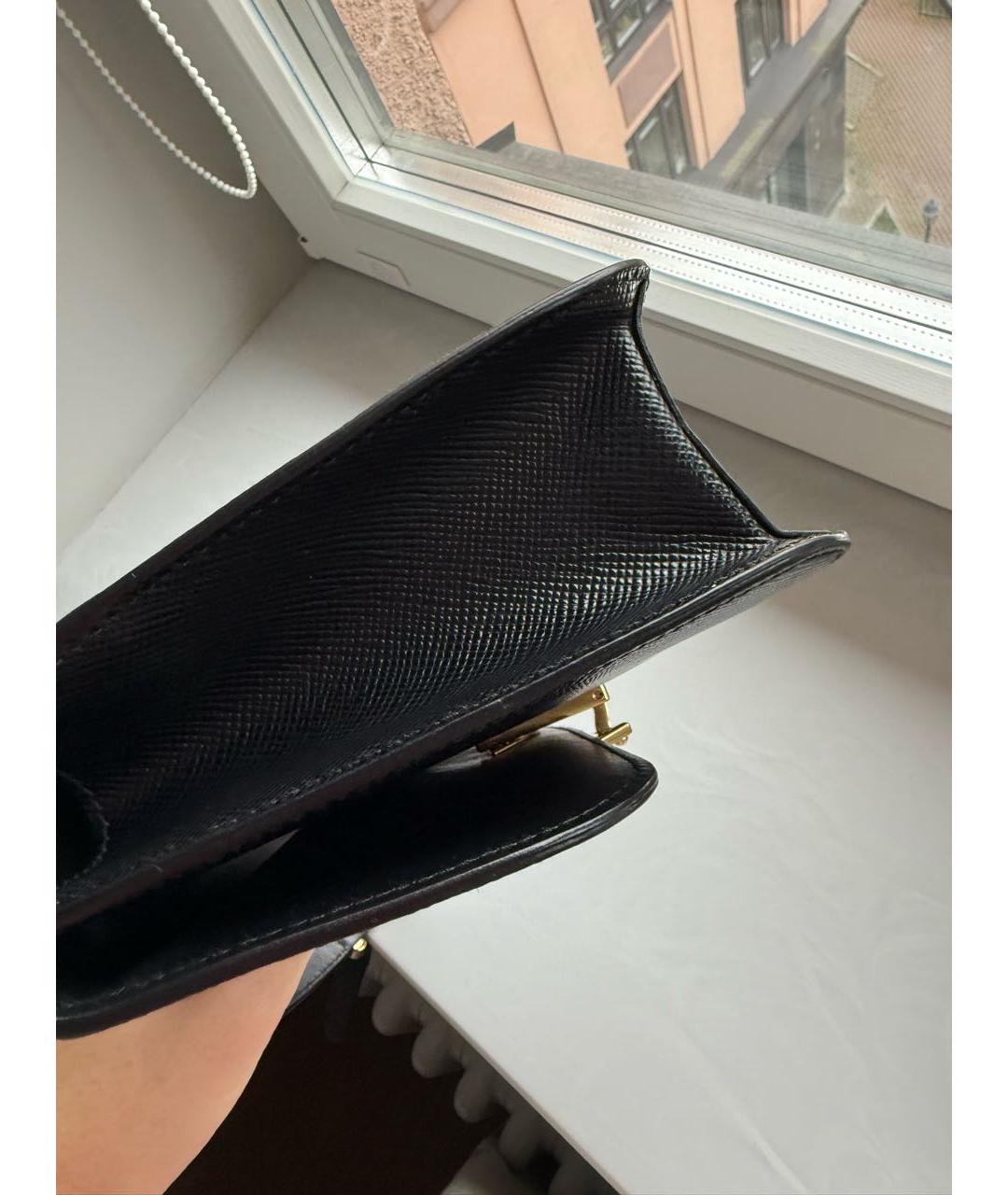 PRADA Черная кожаная сумка с короткими ручками, фото 5