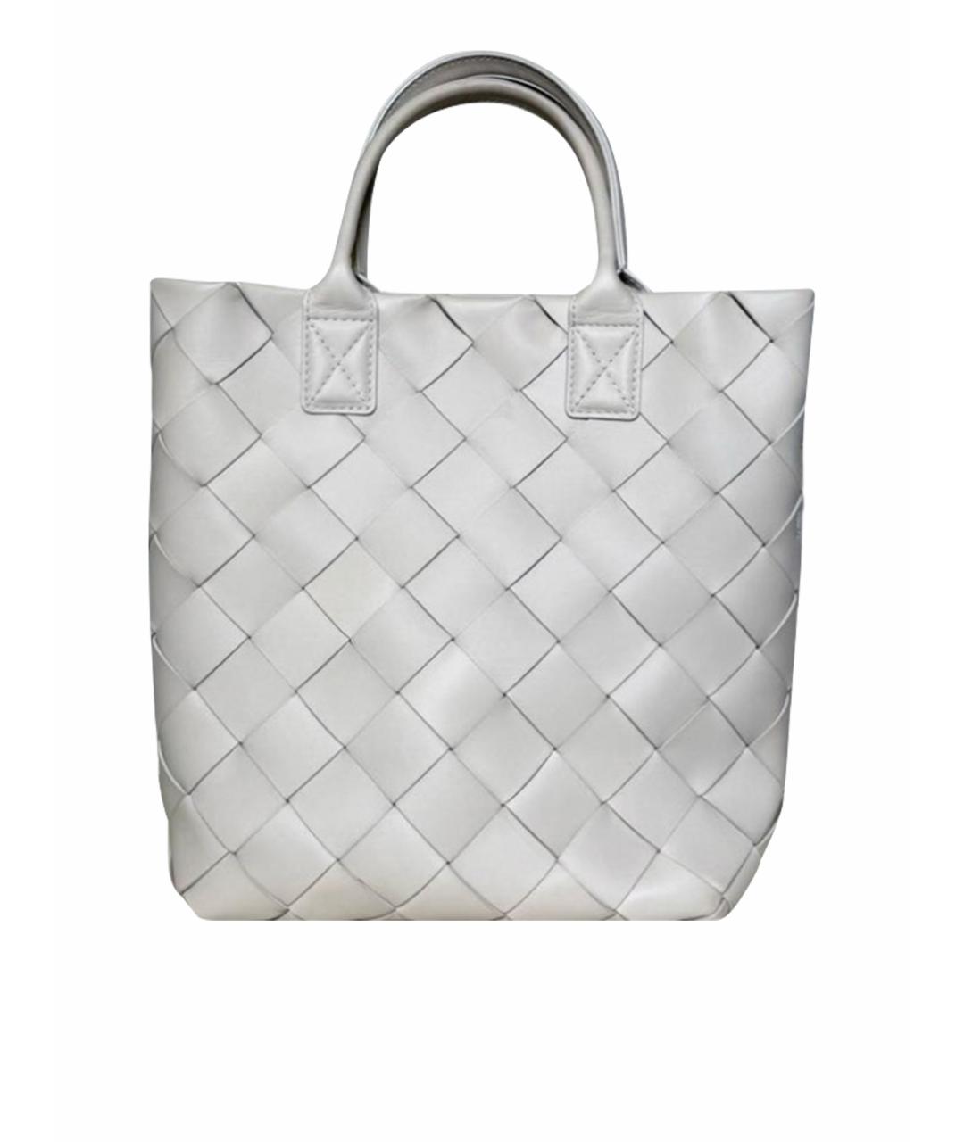 BOTTEGA VENETA Белая кожаная сумка с короткими ручками, фото 1