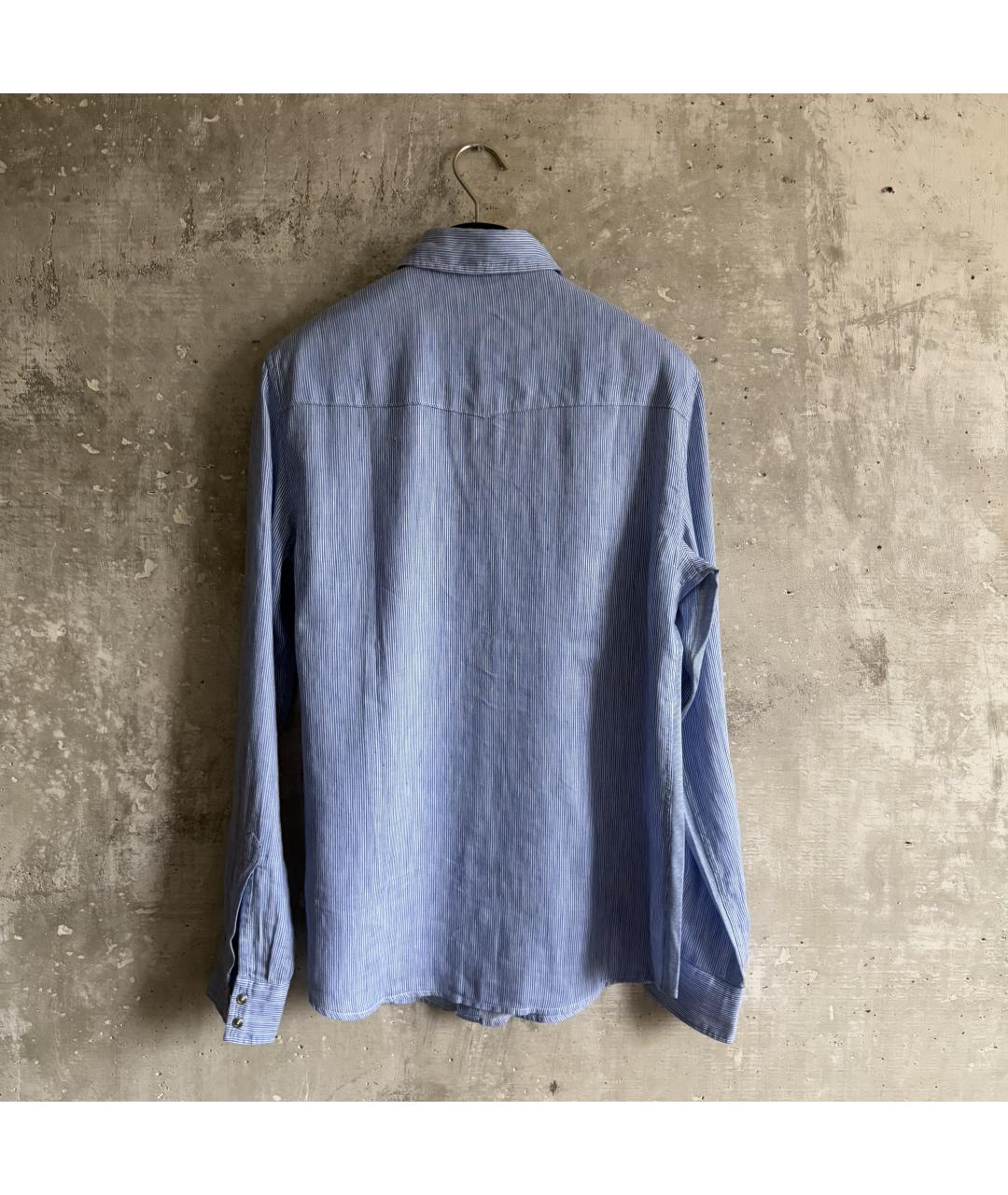 DOLCE&GABBANA Голубая льняная кэжуал рубашка, фото 2