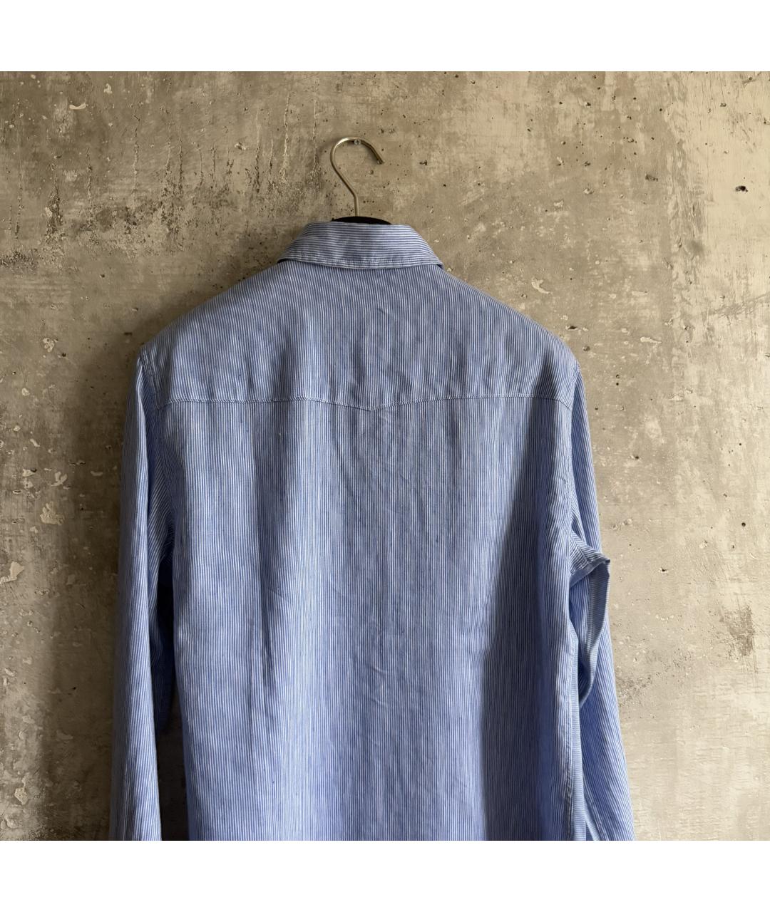 DOLCE&GABBANA Голубая льняная кэжуал рубашка, фото 3