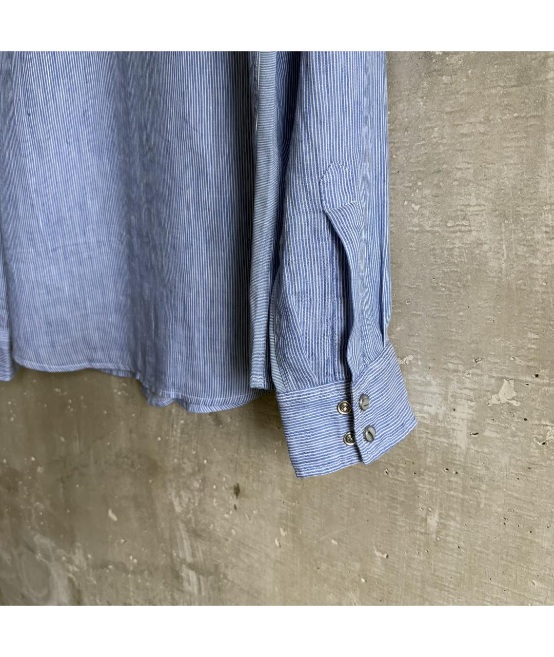 DOLCE&GABBANA Голубая льняная кэжуал рубашка, фото 4