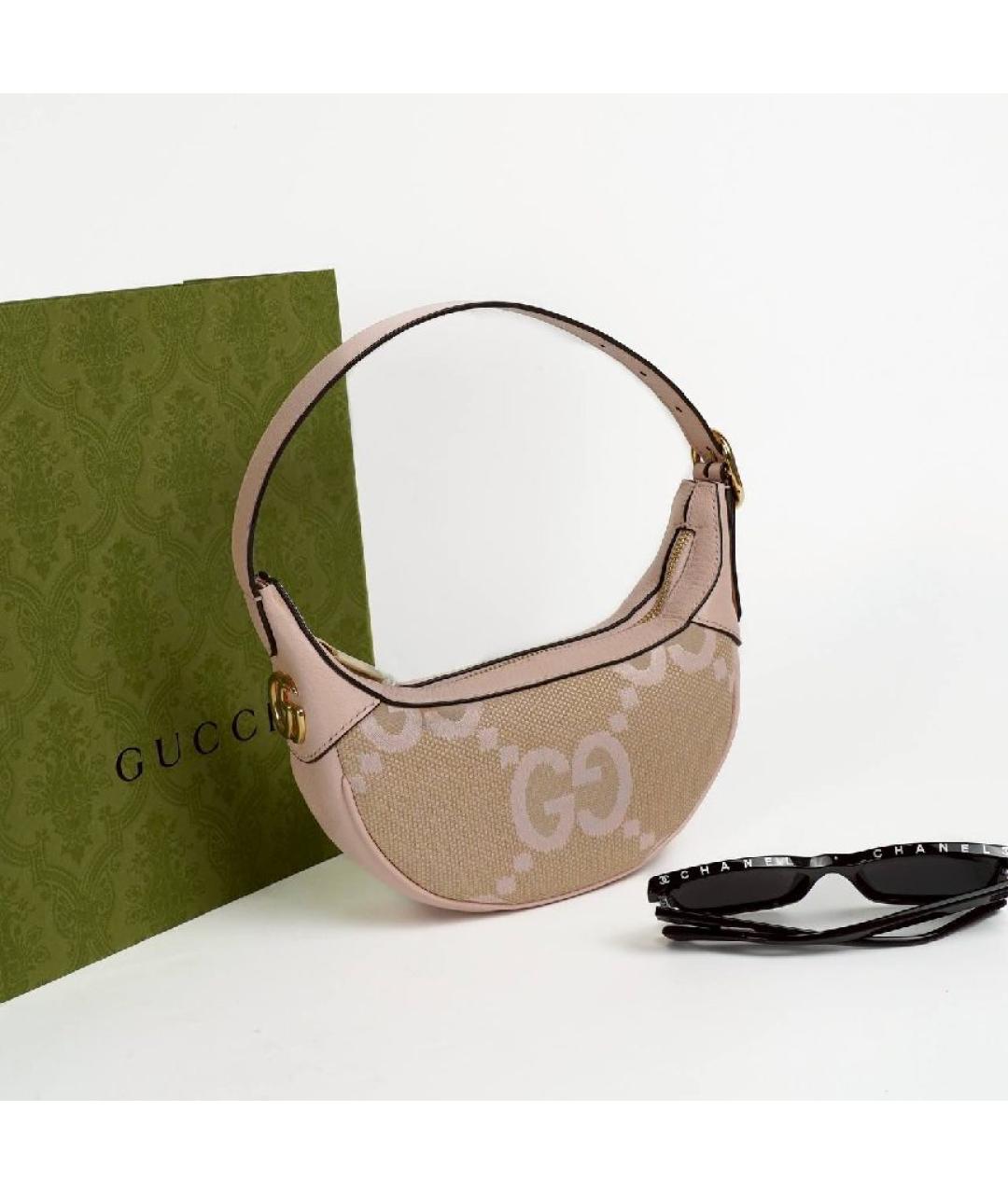 GUCCI Бежевая кожаная сумка с короткими ручками, фото 6