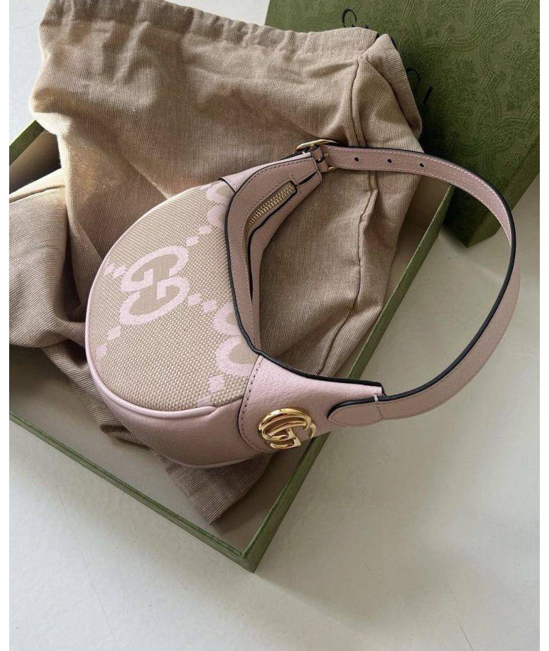 GUCCI Бежевая кожаная сумка с короткими ручками, фото 5