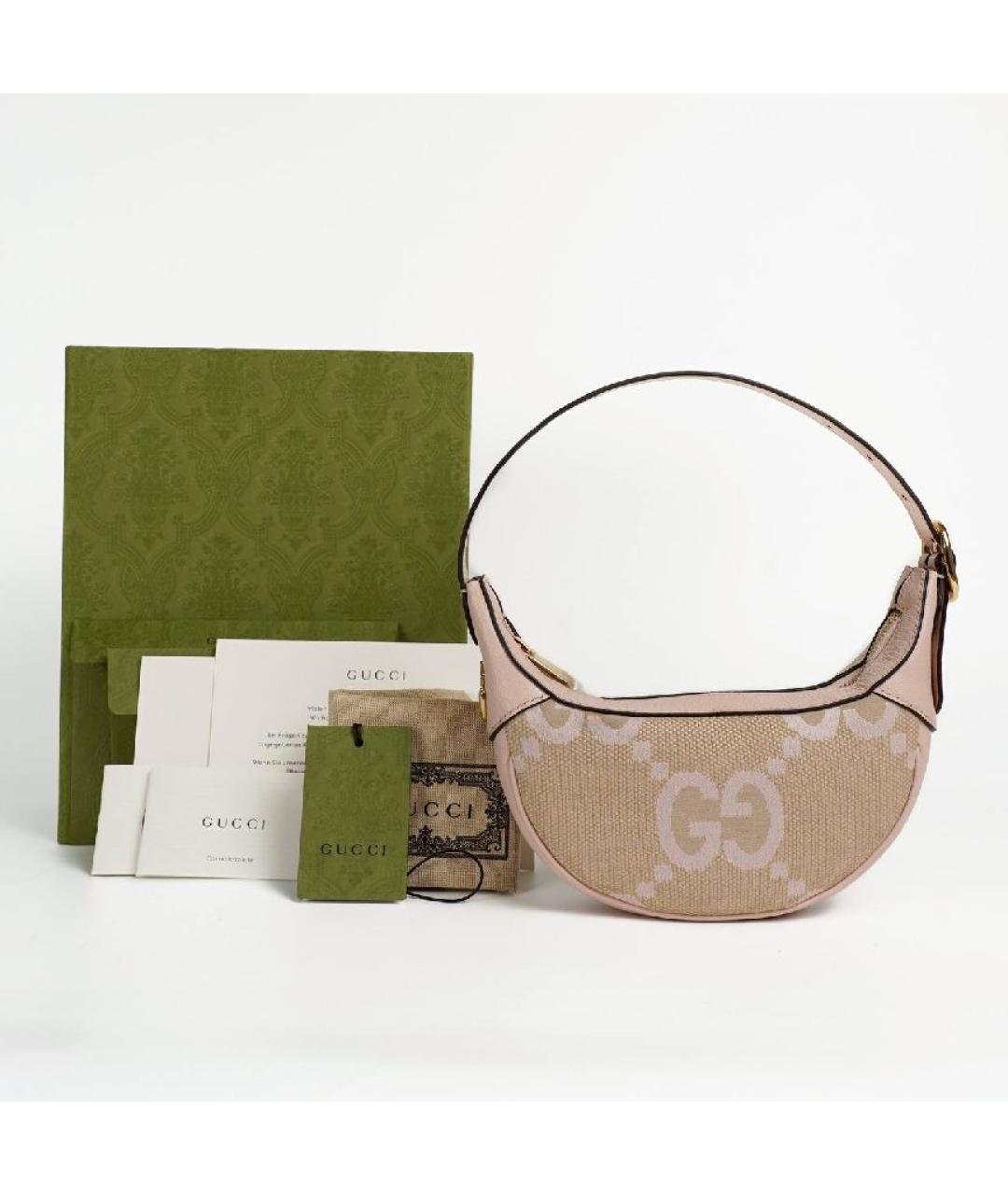 GUCCI Бежевая кожаная сумка с короткими ручками, фото 4