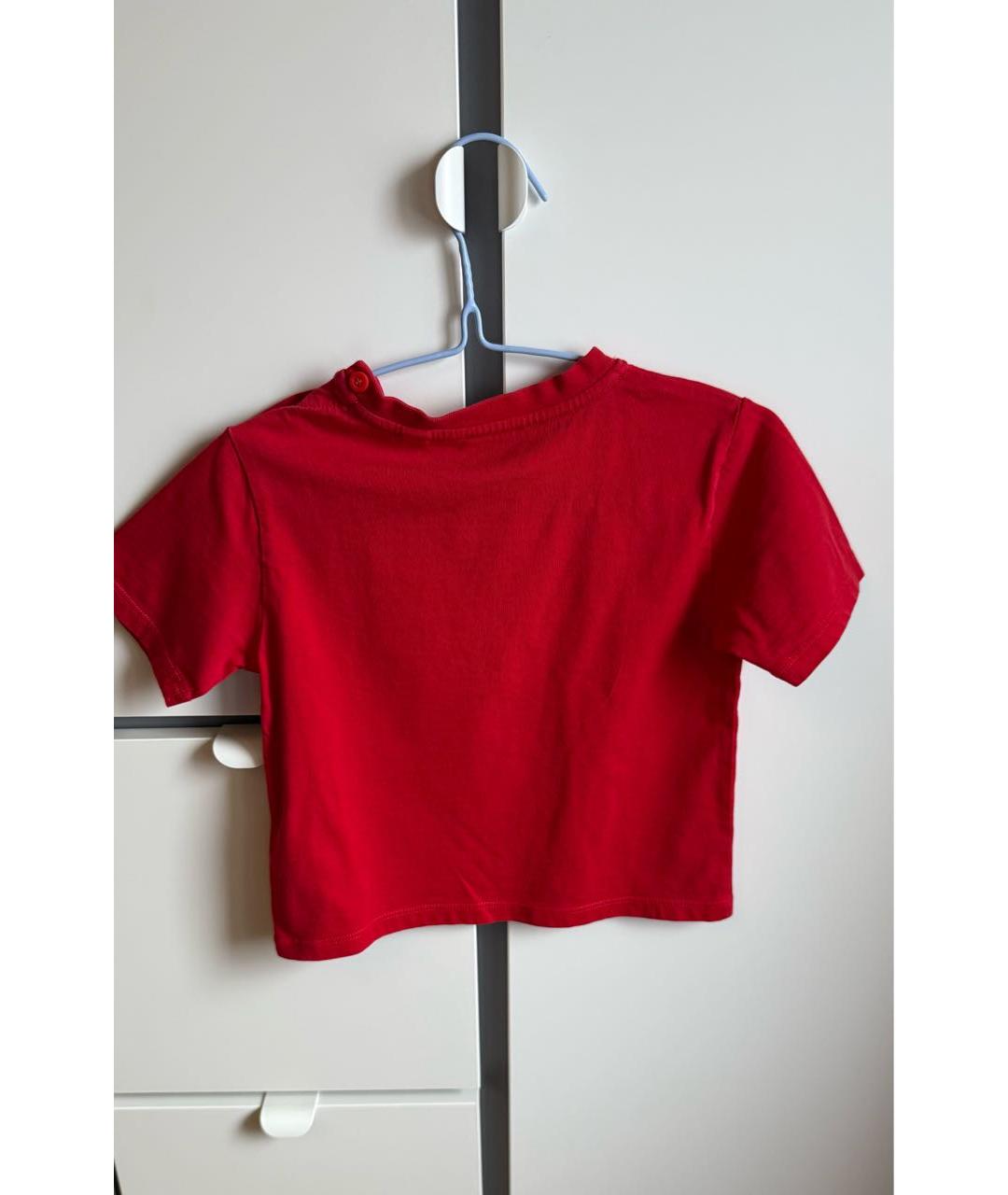BURBERRY Красная хлопковая детская футболка, фото 2