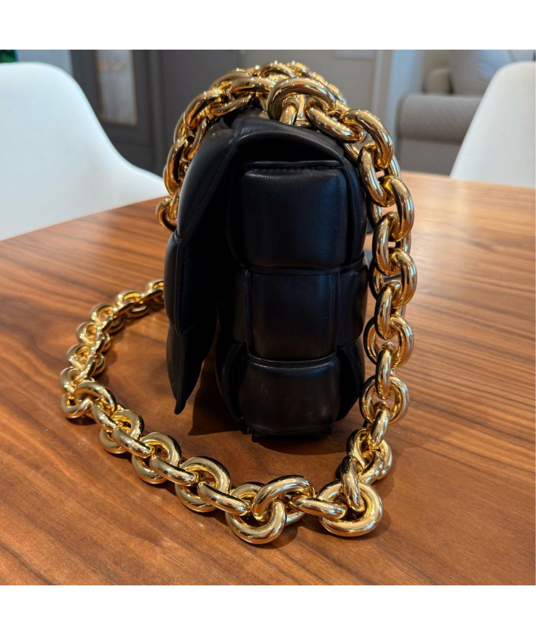 BOTTEGA VENETA Черная кожаная сумка через плечо, фото 2