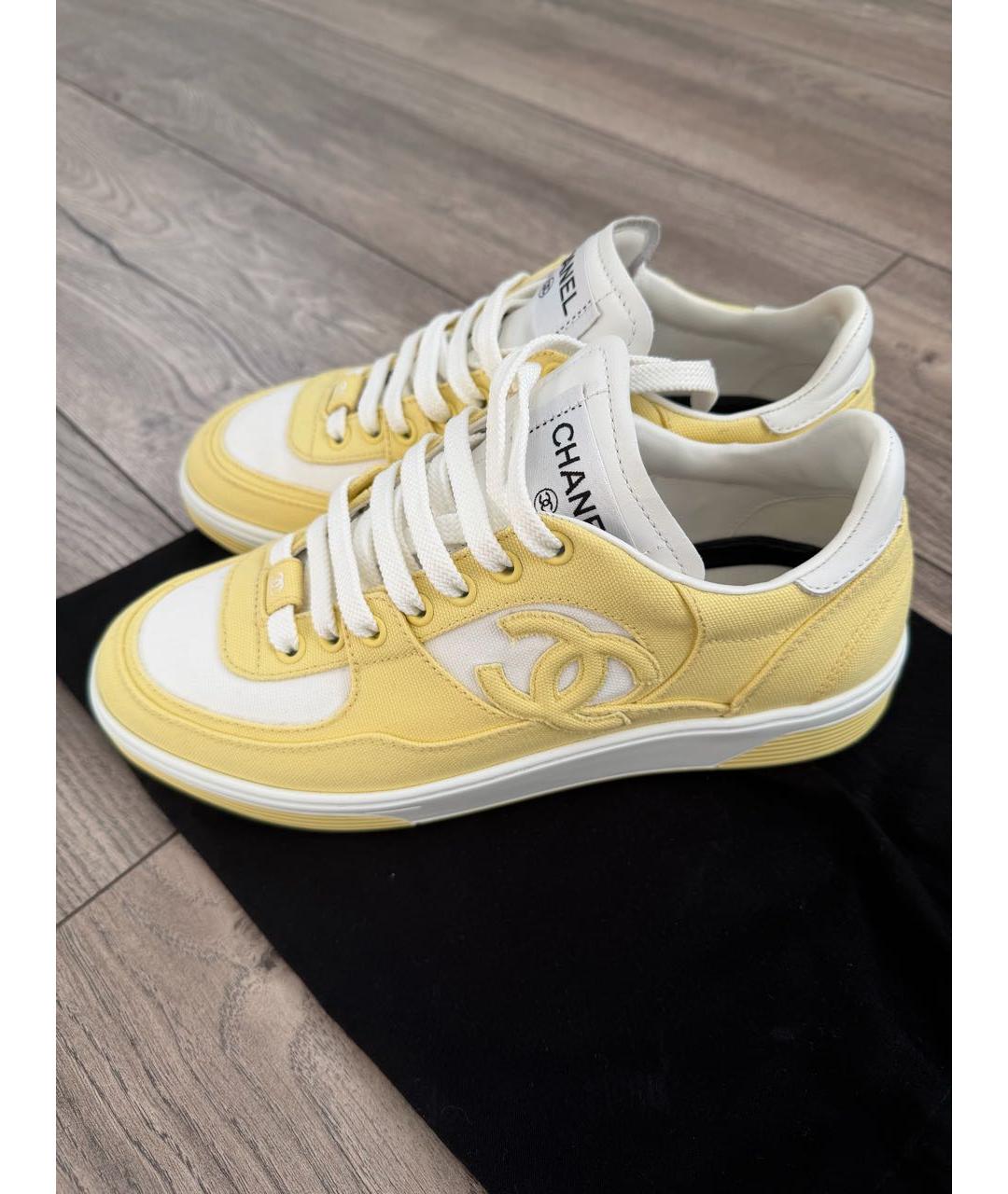 CHANEL Желтые текстильные кеды, фото 7