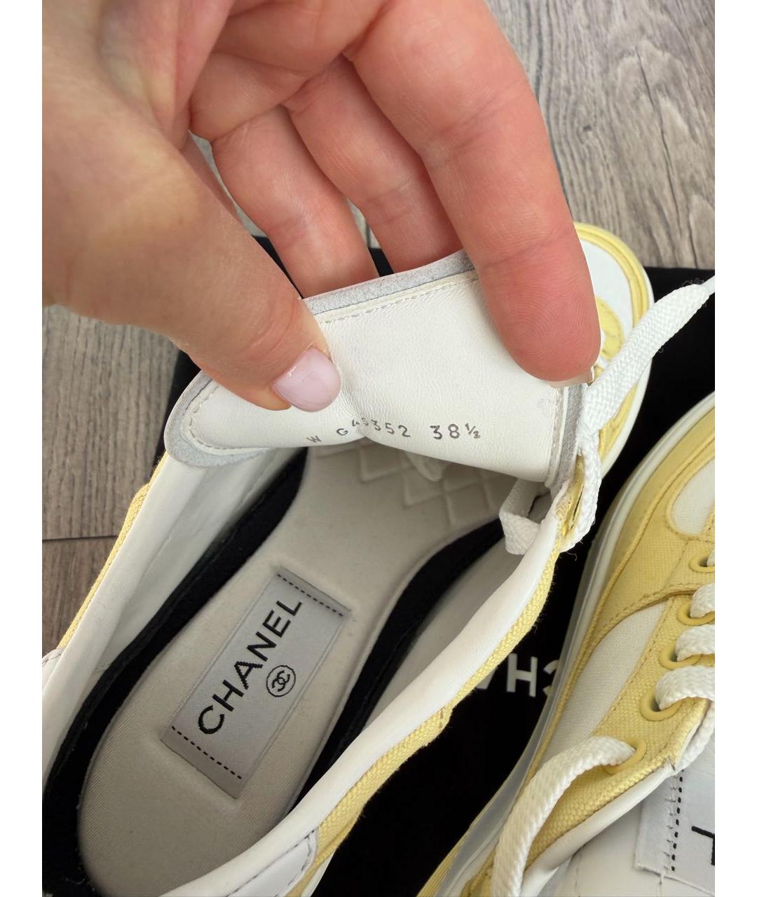 CHANEL Желтые текстильные кеды, фото 5