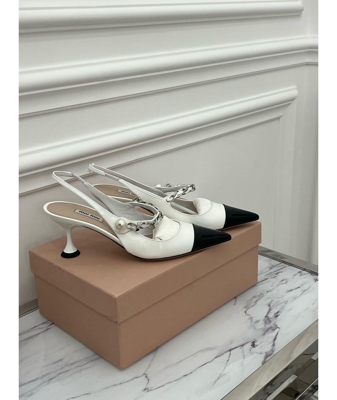 MIU MIU Белые туфли из лакированной кожи, фото 3