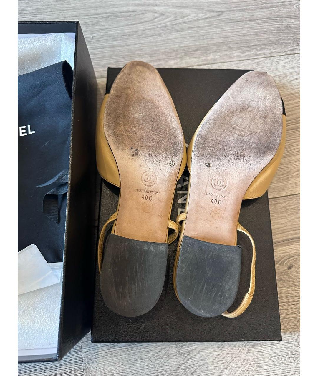 CHANEL Бежевые кожаные туфли, фото 5