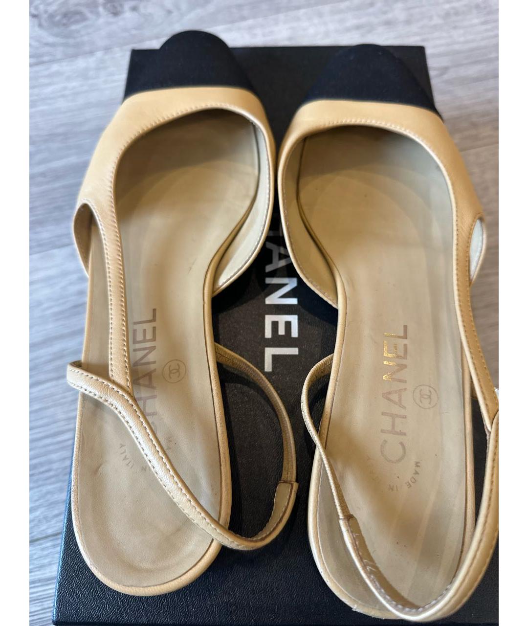 CHANEL Бежевые кожаные туфли, фото 3