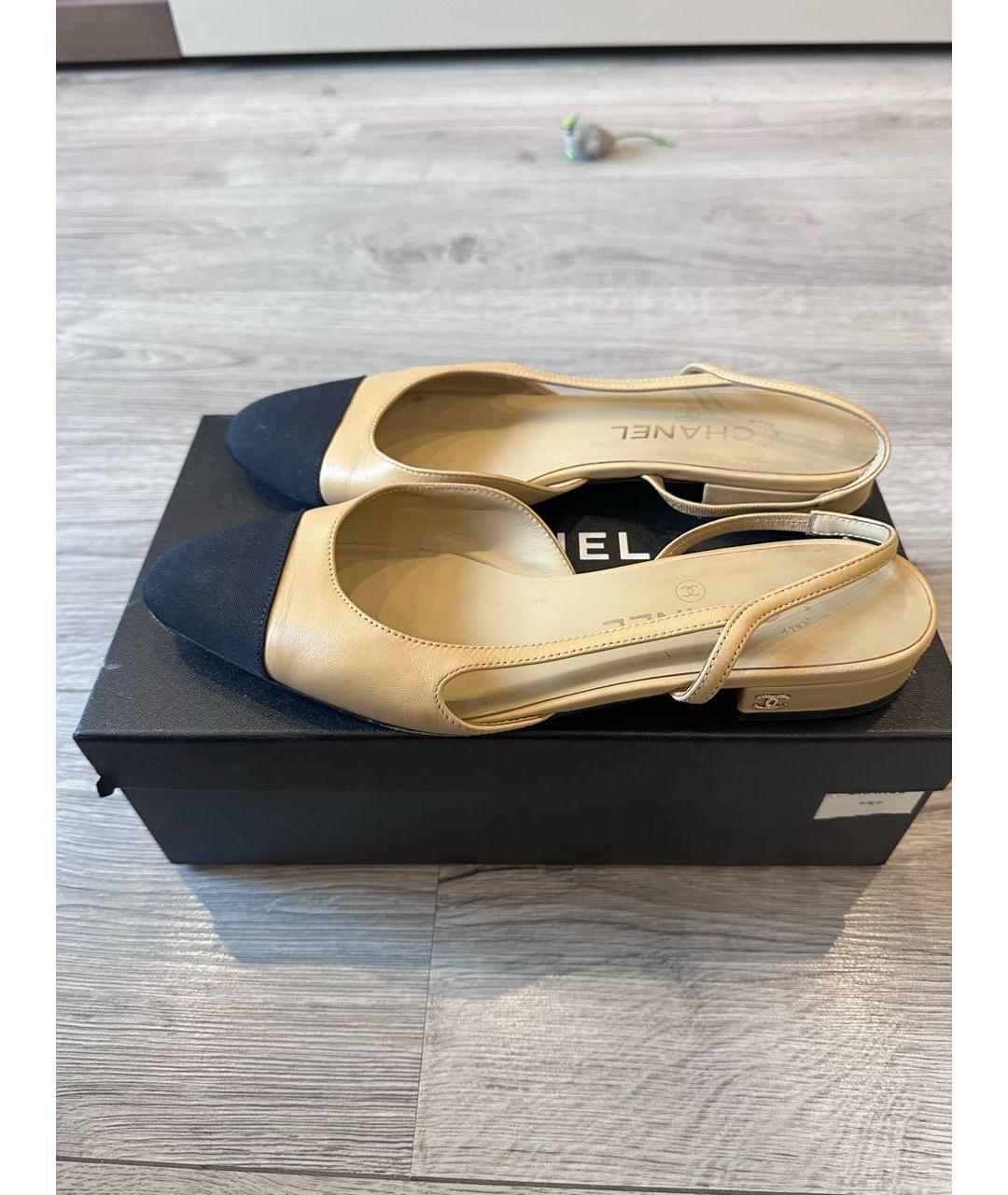 CHANEL Бежевые кожаные туфли, фото 9