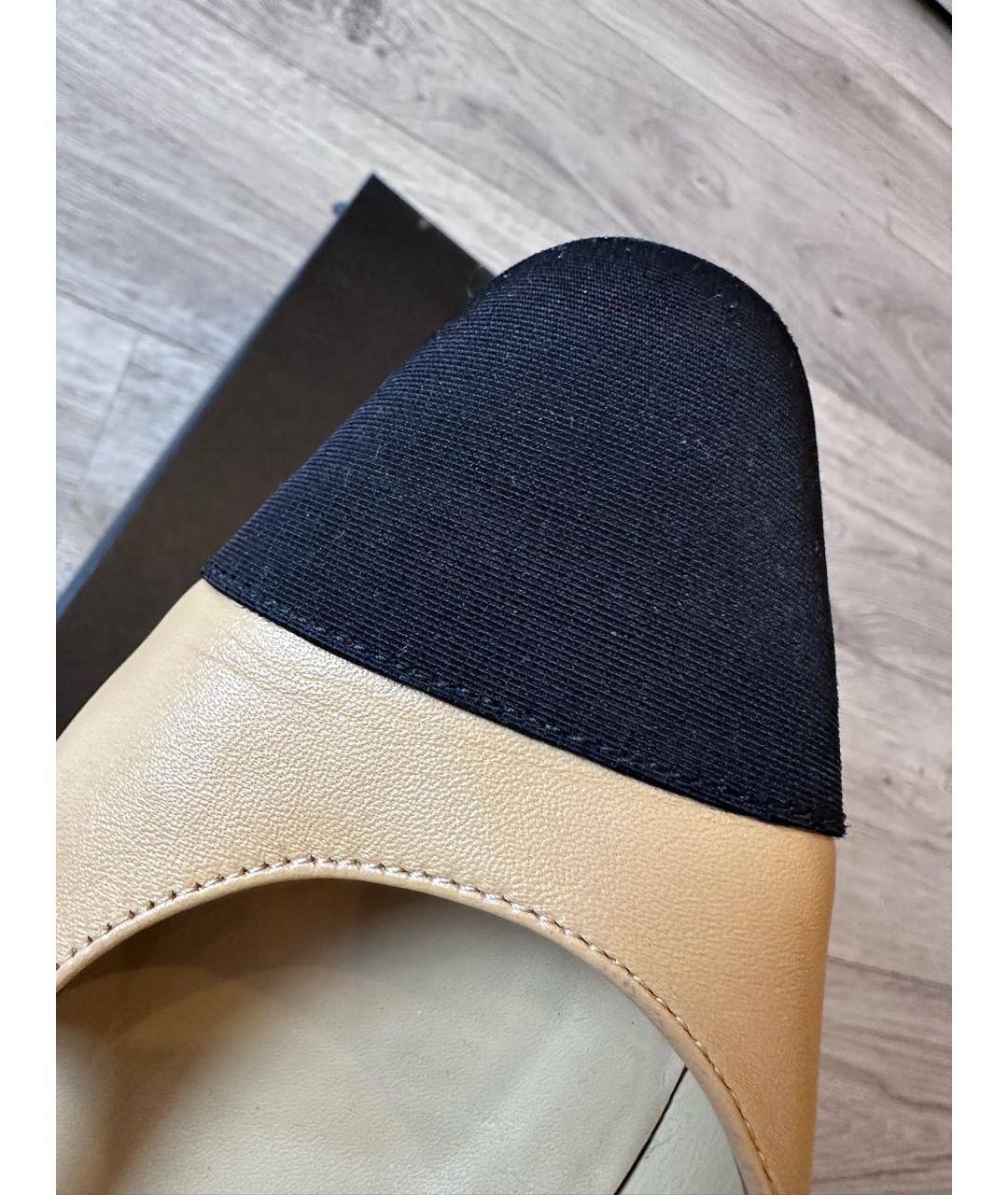 CHANEL Бежевые кожаные туфли, фото 6