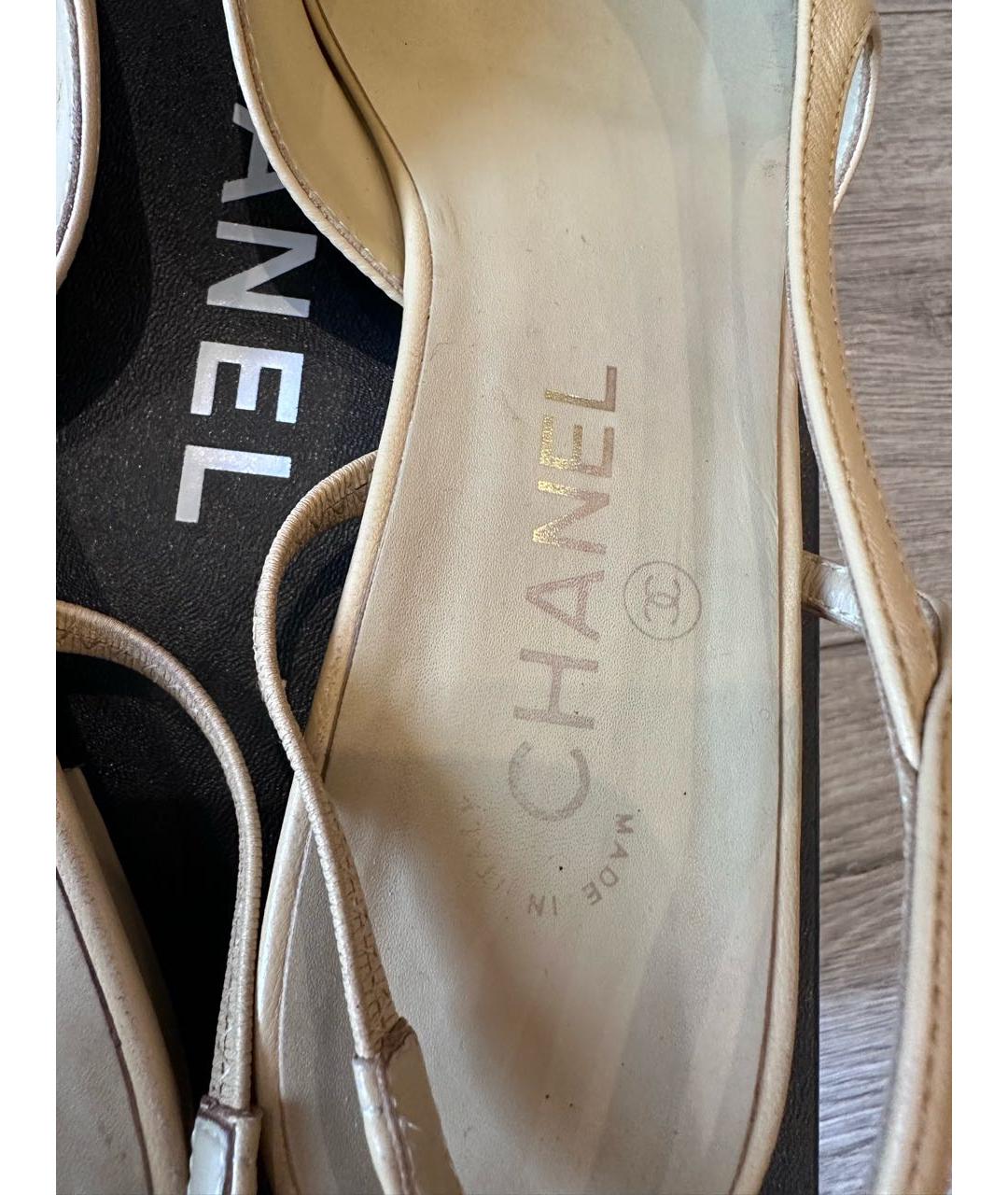 CHANEL Бежевые кожаные туфли, фото 8
