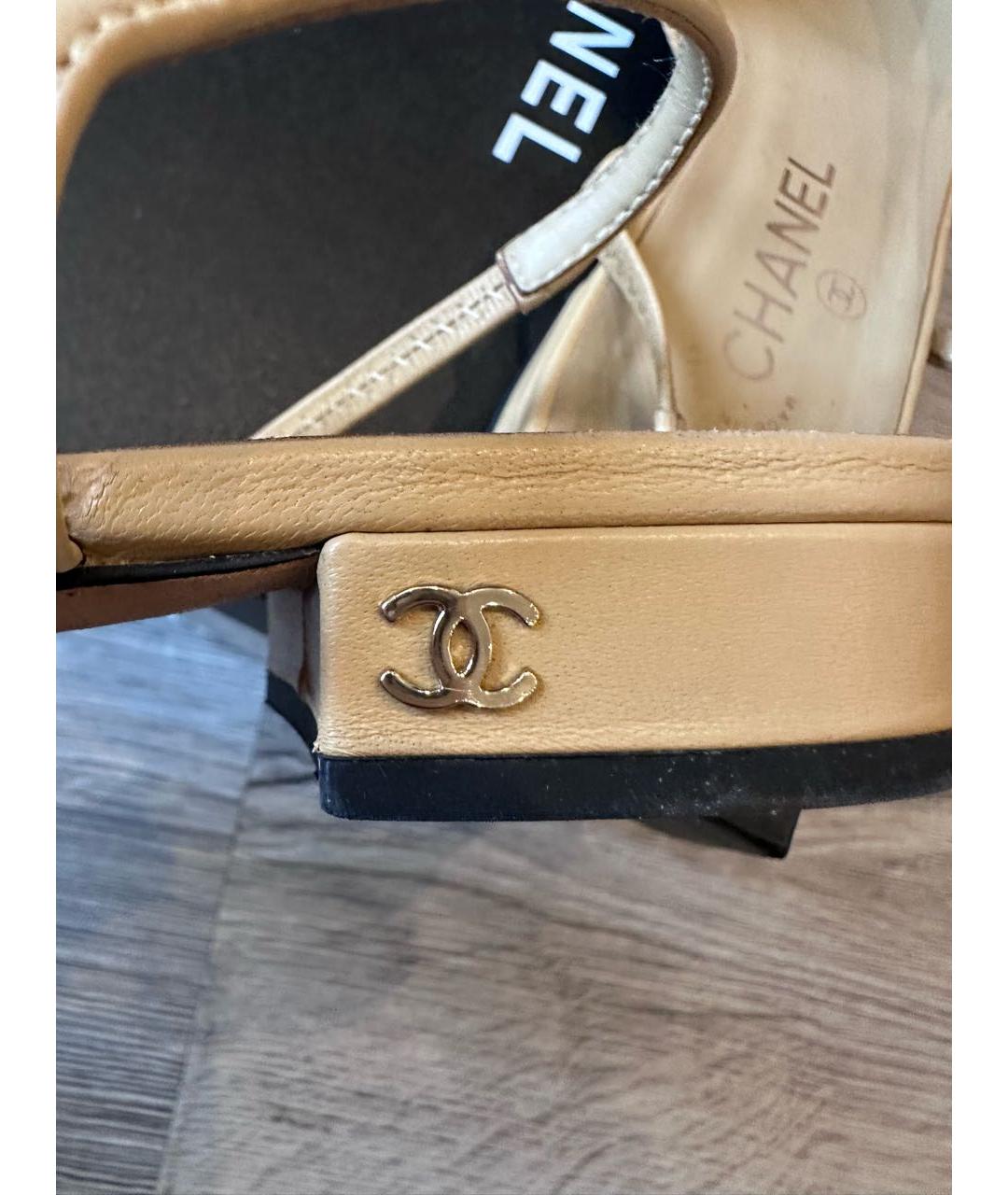 CHANEL Бежевые кожаные туфли, фото 7