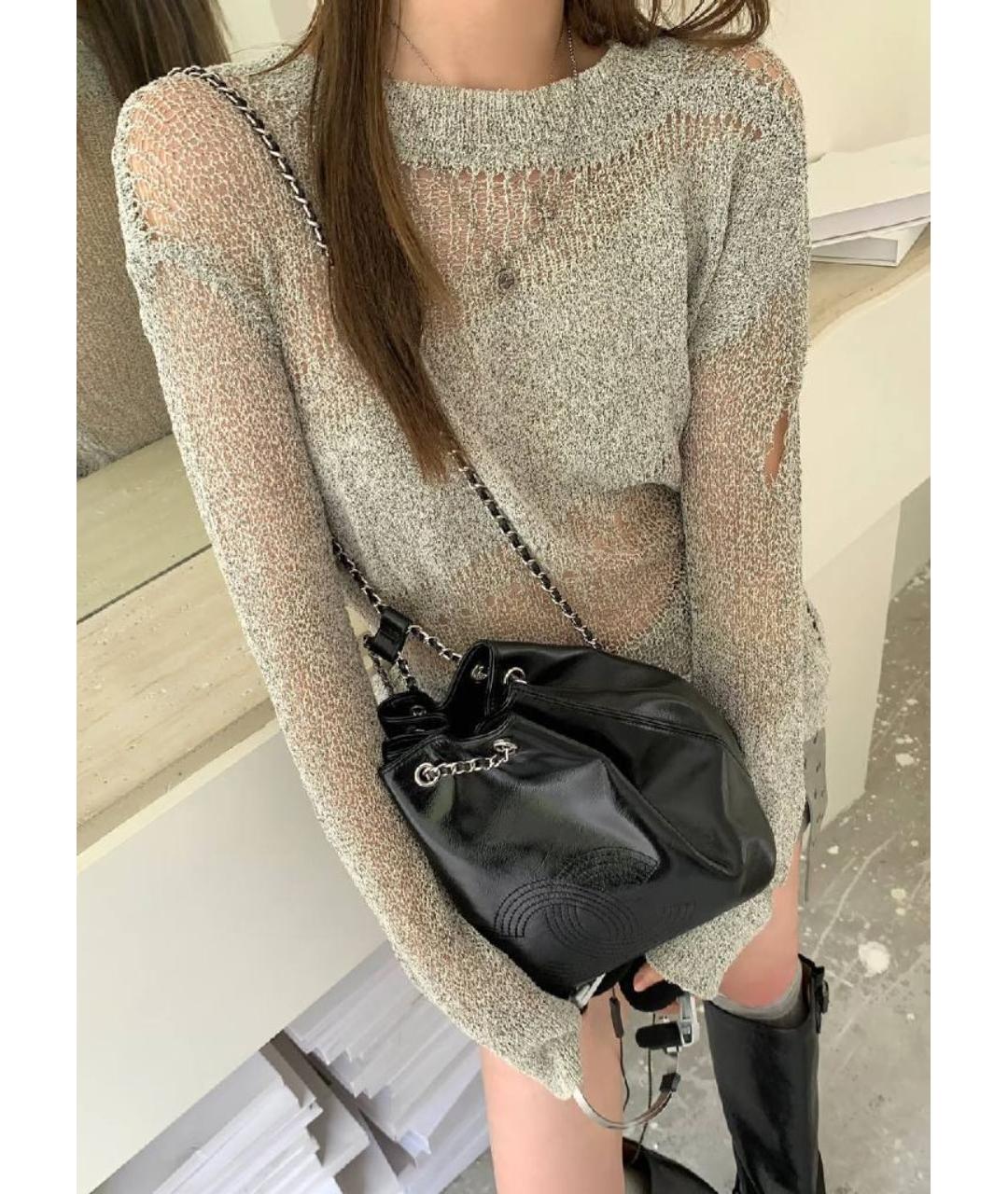 CHANEL Черная кожаная сумка через плечо, фото 5