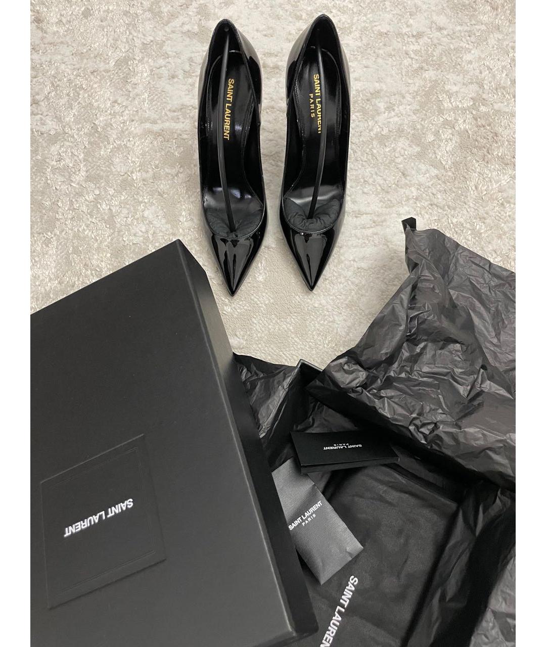 SAINT LAURENT Черные кожаные туфли, фото 3