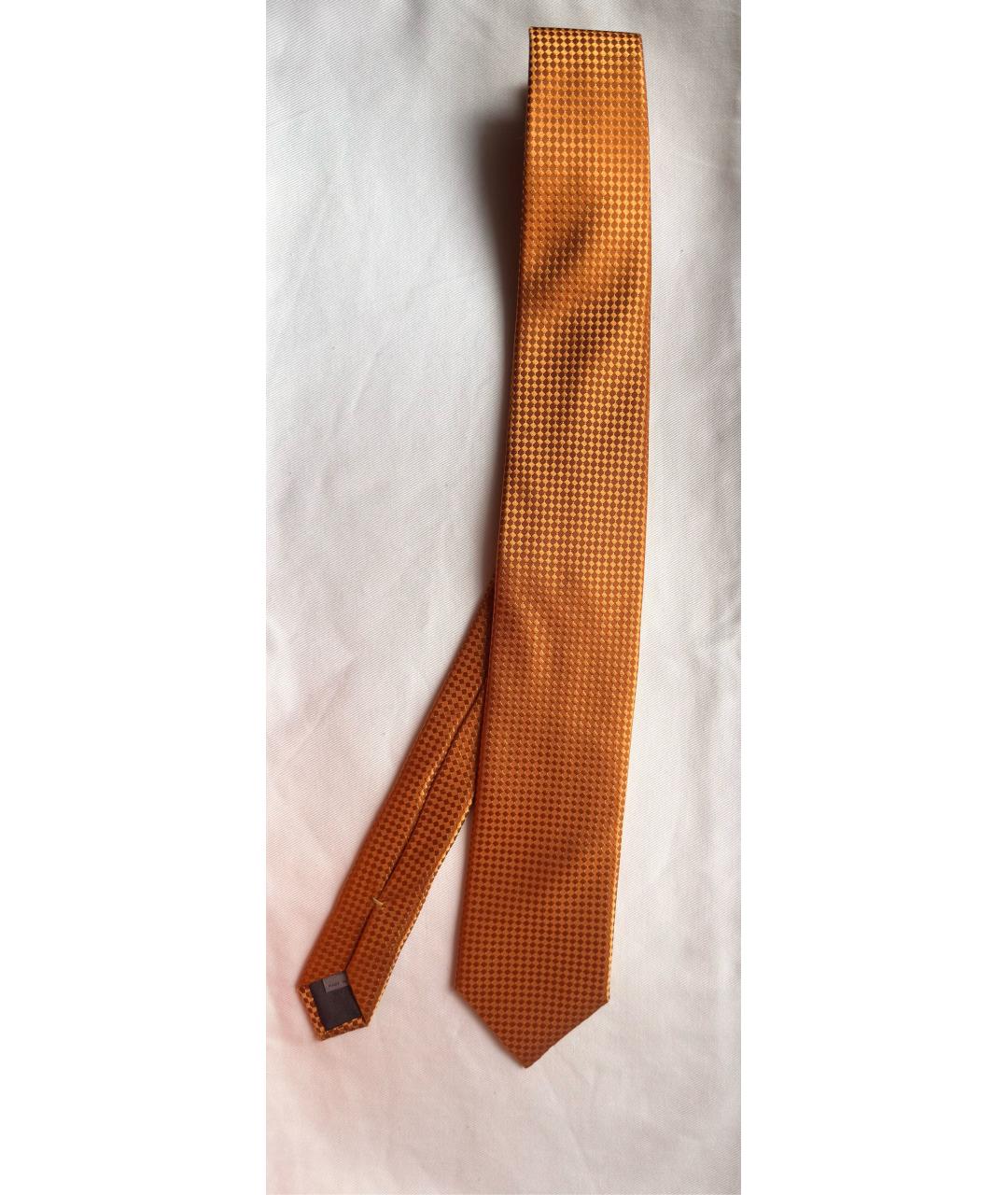 CANALI Оранжевый шелковый галстук, фото 8