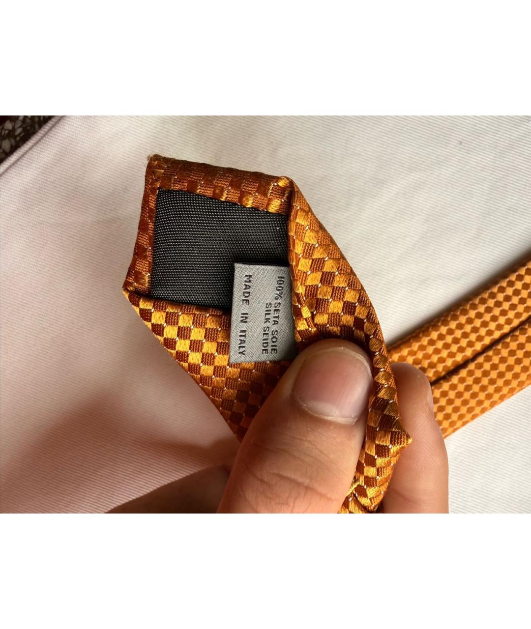 CANALI Оранжевый шелковый галстук, фото 5