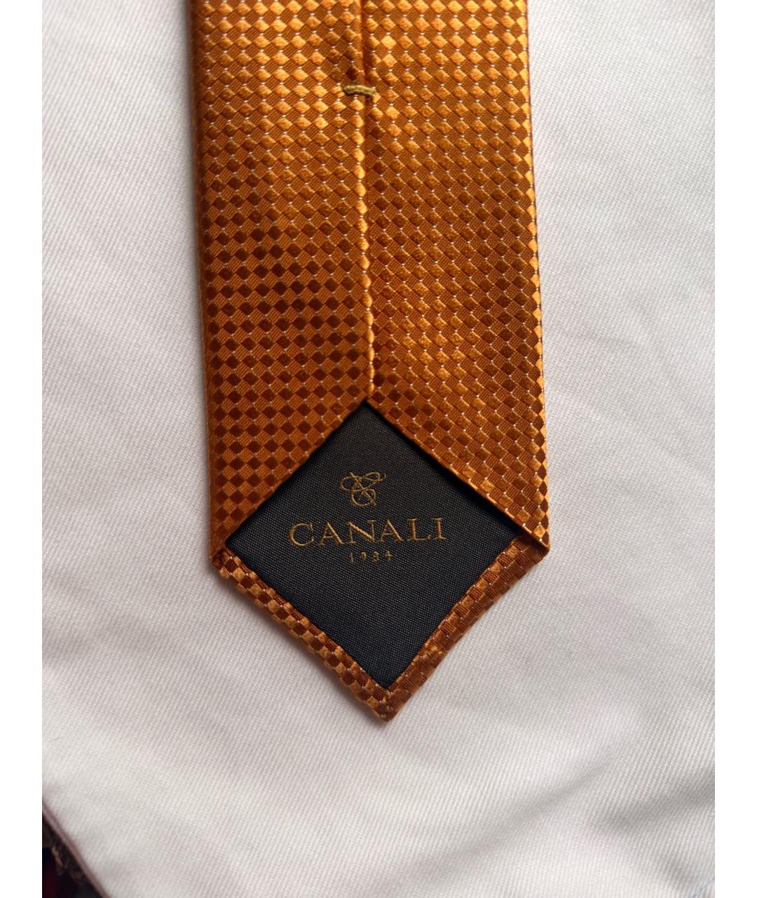 CANALI Оранжевый шелковый галстук, фото 6