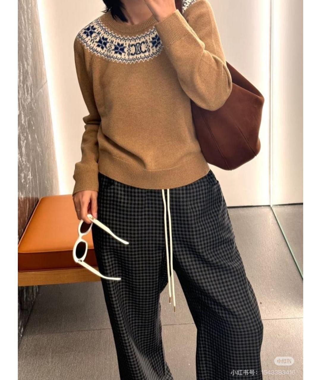 CELINE Коричневый кашемировый джемпер / свитер, фото 2