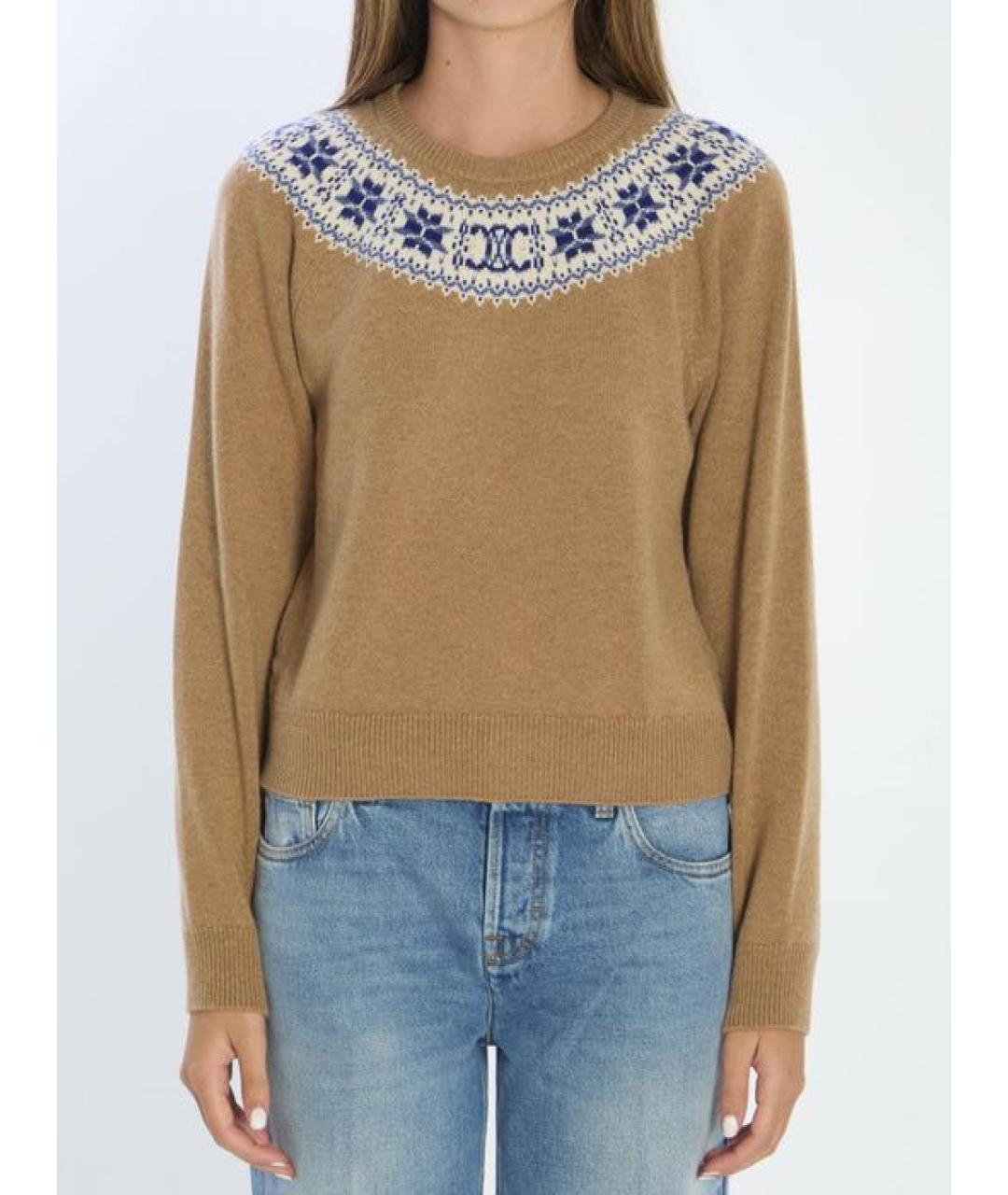 CELINE Коричневый кашемировый джемпер / свитер, фото 5